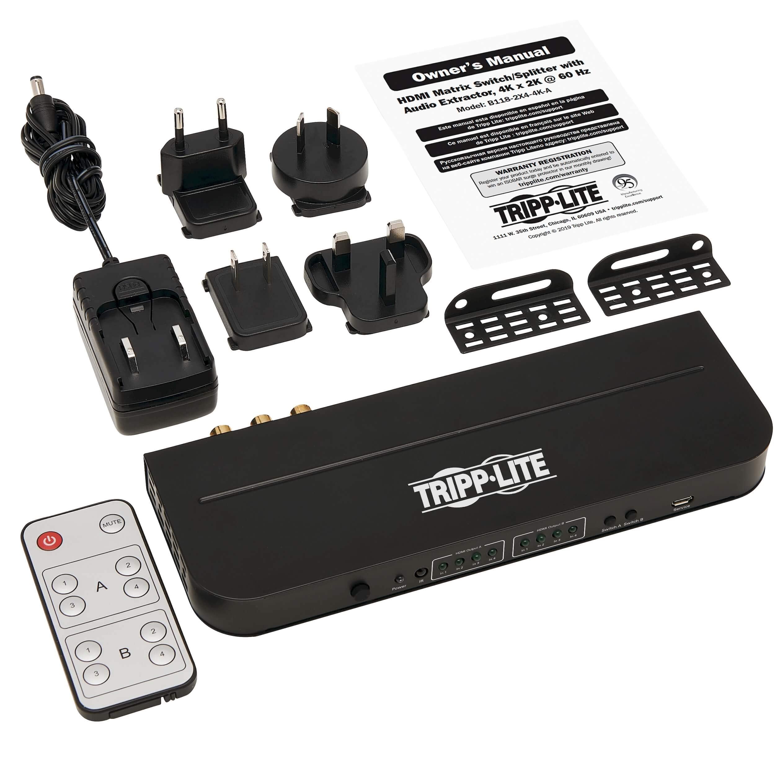 Tripp Lite 4X2 Hdmi Matrix Switch/Splitter With Audio Extractor 4K @ 60Hz (B118-2X4-4K-A)