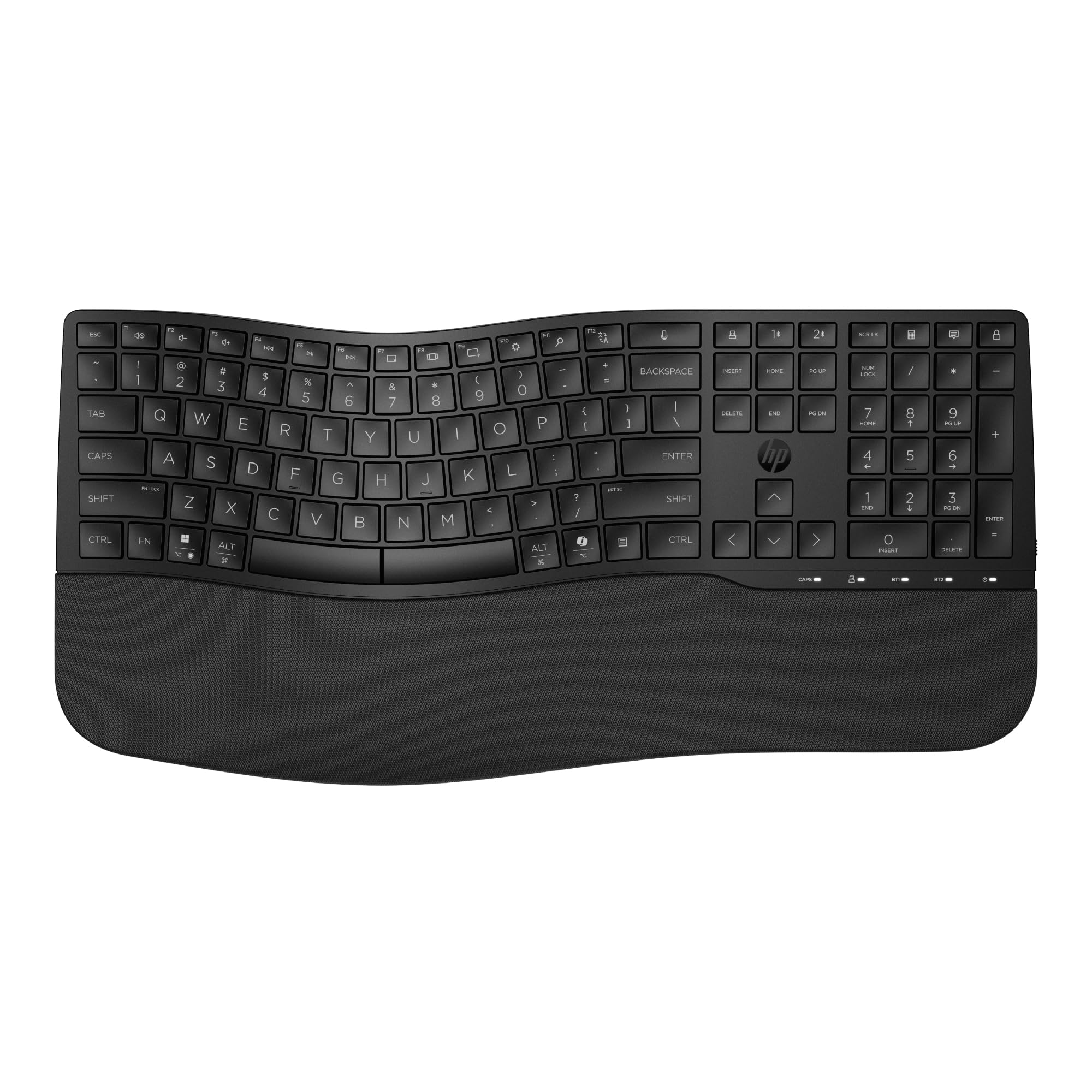 HP 680 Comfort DualMode Keyboard, Microsoft Copilot, Adjustable, HP Unifying Dongle, 2.4G Bluetooth, Black, 8T6L8AA