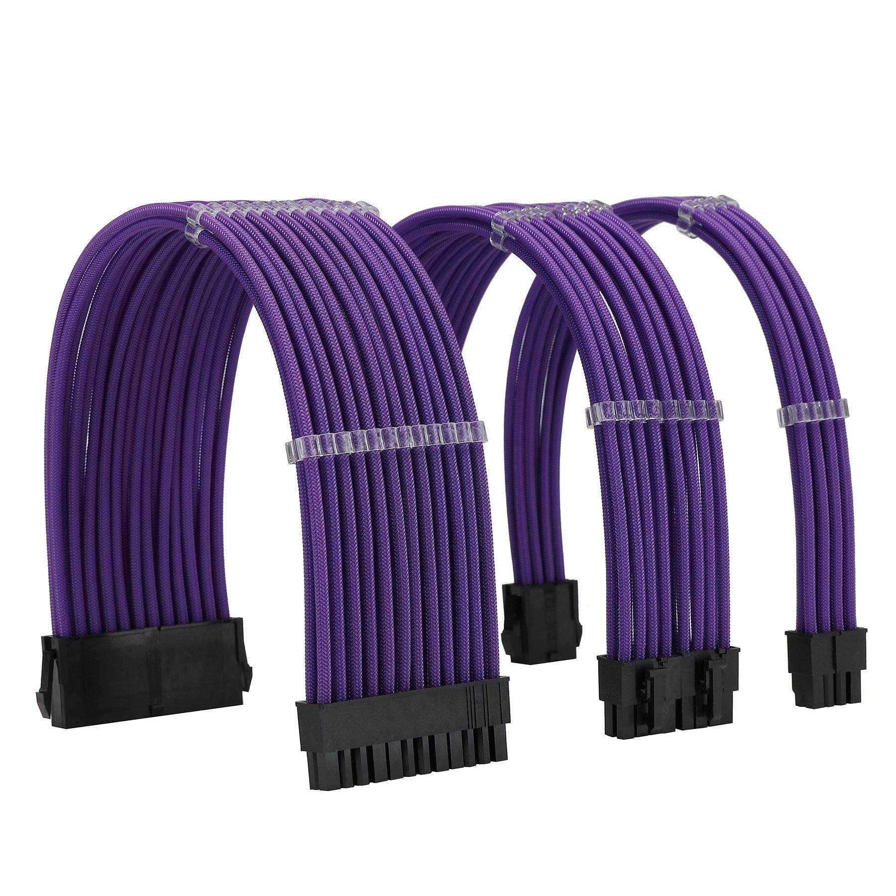 Formulamod Sleeve Extension Power Supply Cable Kit 18Awg Atx 24P+ Eps 8 P+Pci E8 P With Combs For Psu To Motherboard/Gpu (Purple