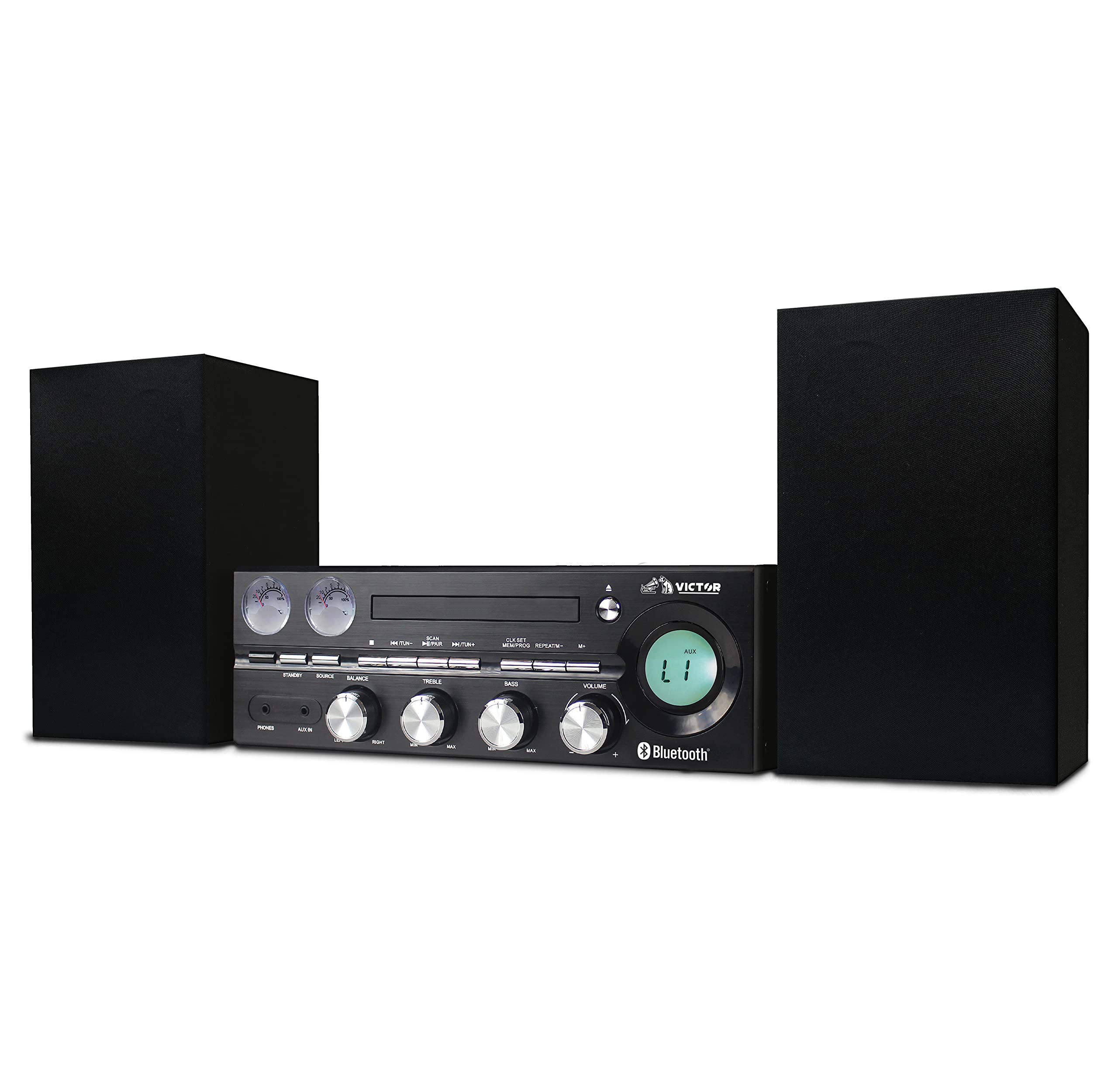 Victor Milwaukee 50 Watt Desktop Cd Stereo System With Bluetooth Black (Vdts 4400 Bk)