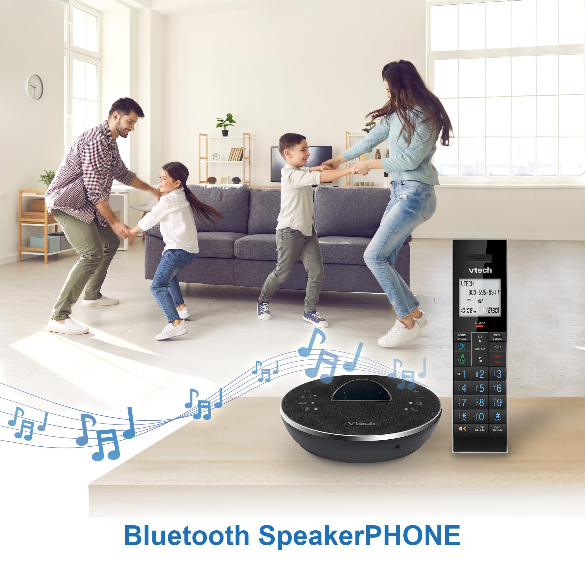 Vtech Ls6381 Dect 6.0 Cordless Phone With Bluetooth Speaker, Echo Cancellation, Noise Reduction, Music Streaming, Landline Phone