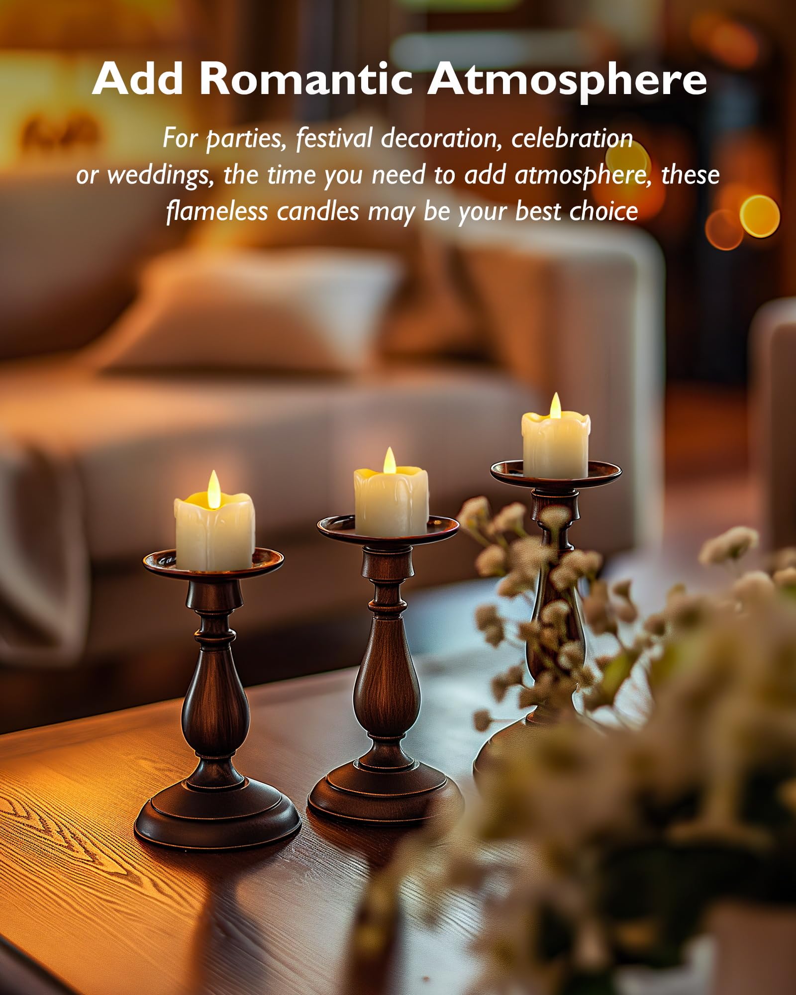 Homemory Flameless Votive Candles With Timer Remote, 2'' X 2'' Real Wax, 300+ Hour Realistic Black Wick Battery Operated Candles