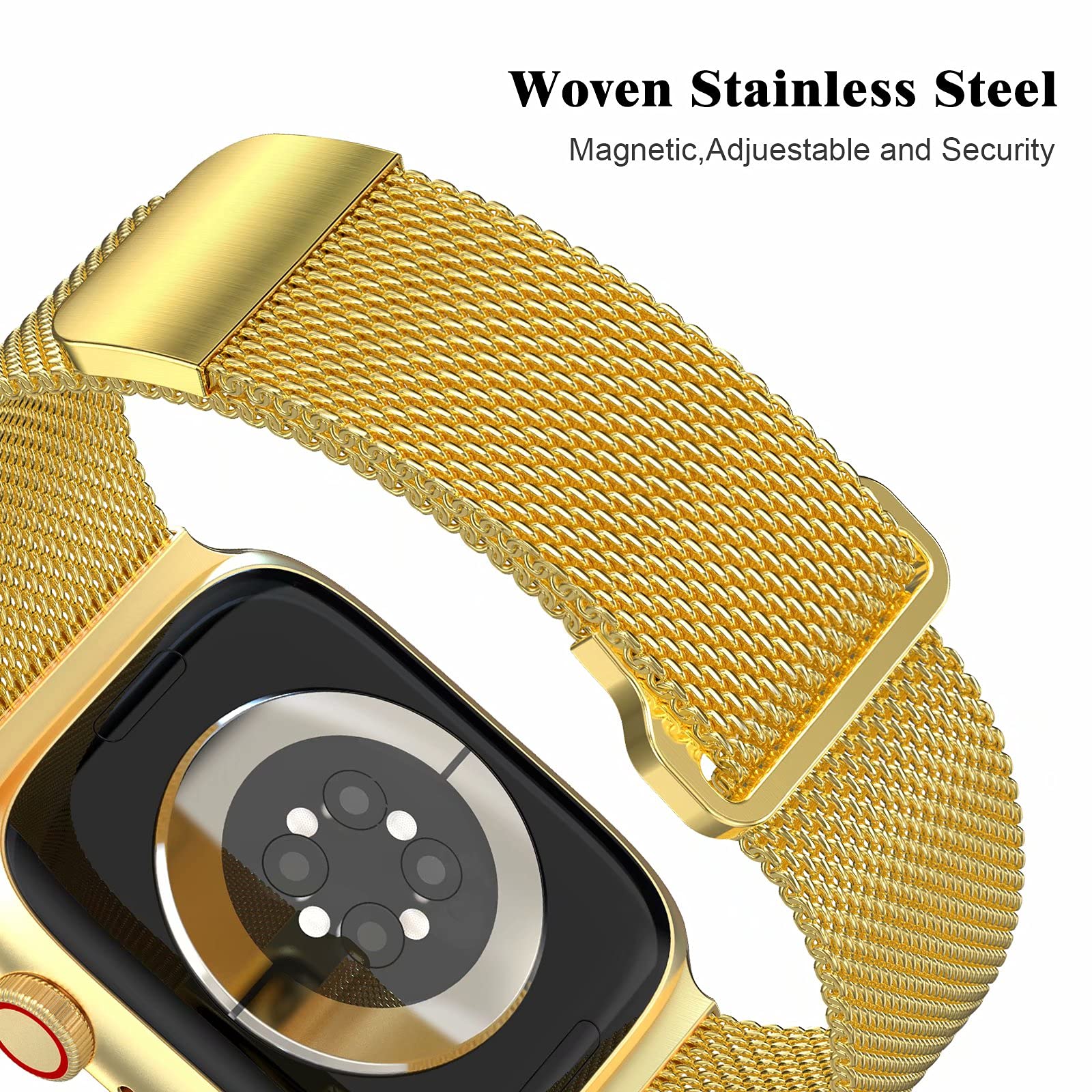 Geoumy Metal Magnetic Bands Compatible For Apple Watch Band 42Mm With Case, Stainless Steel Milanese Mesh Loop Replacement Strap