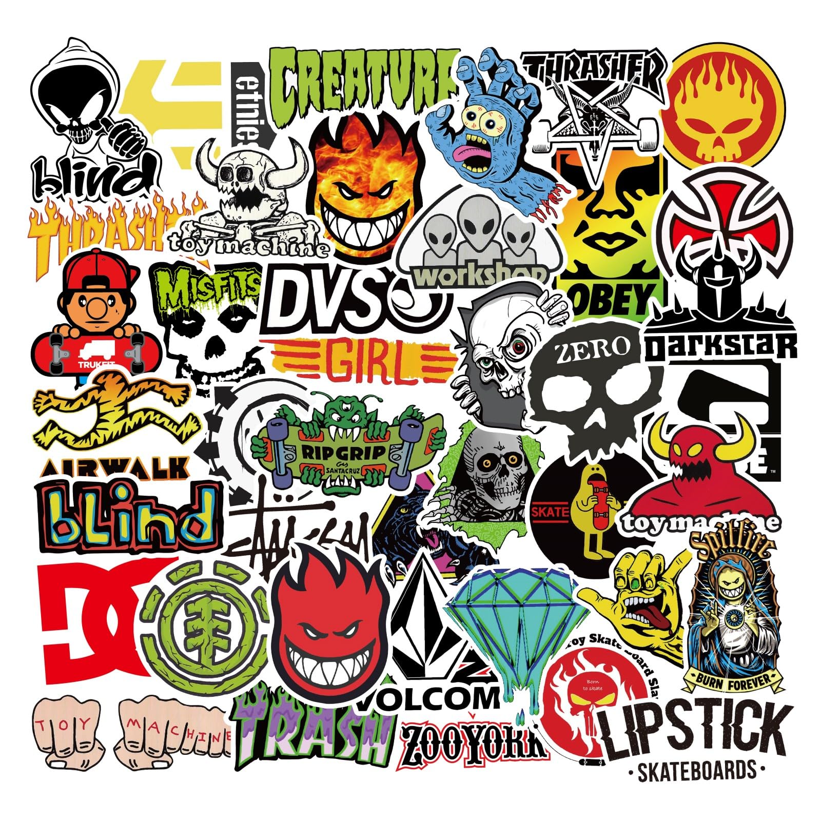 Skateboard Stickers 100Pcs/Pack Cool Waterproof Stickers For Laptop Water Bottle Suitcase Phone, Skateboarding Stickers Decal Fo