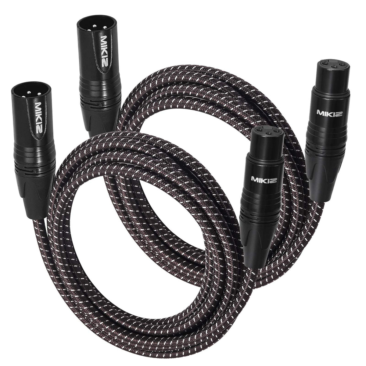 Mikiz Xlr Cable Braided 3Ft 2 Packs Balanced 3 Pins Xlr Male To Female Patch Cables