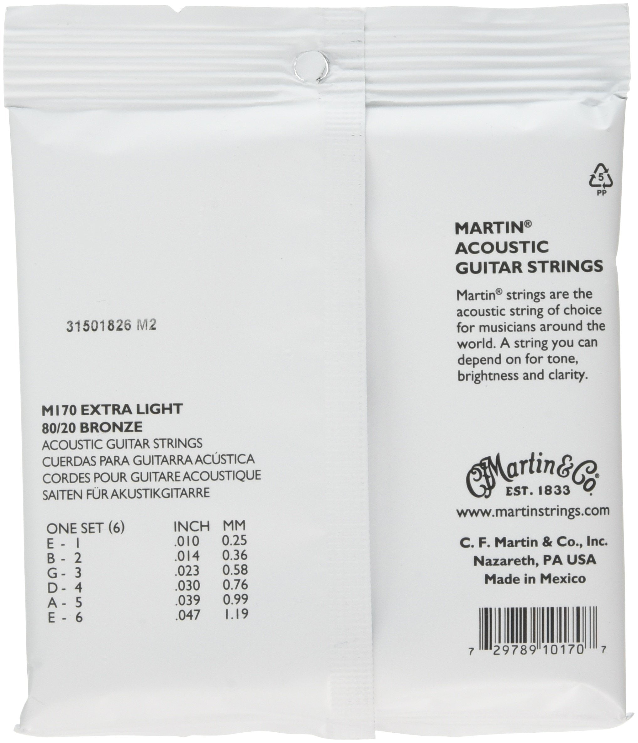 C.F. Martin & Co. M170 80/20 Bronze Acoustic Guitar Strings   Extra Light