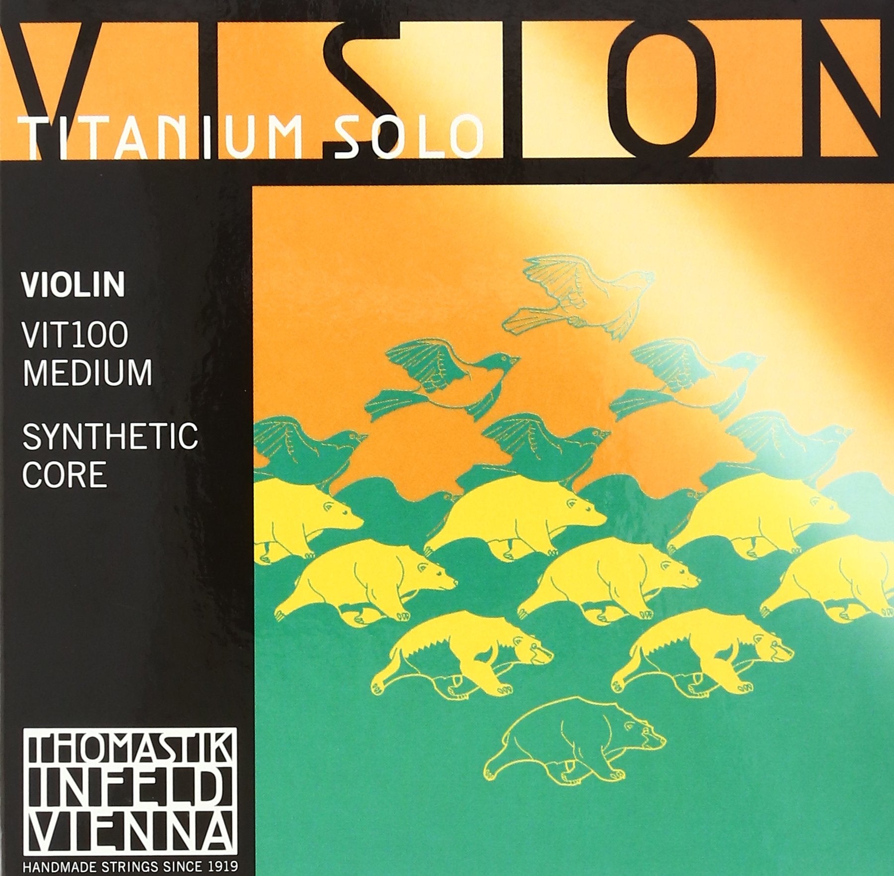 Thomastik-Infeld VIT100 Vision Titanium Solo Violin Strings, Complete Set, 4/4 Size, Synthetic Core