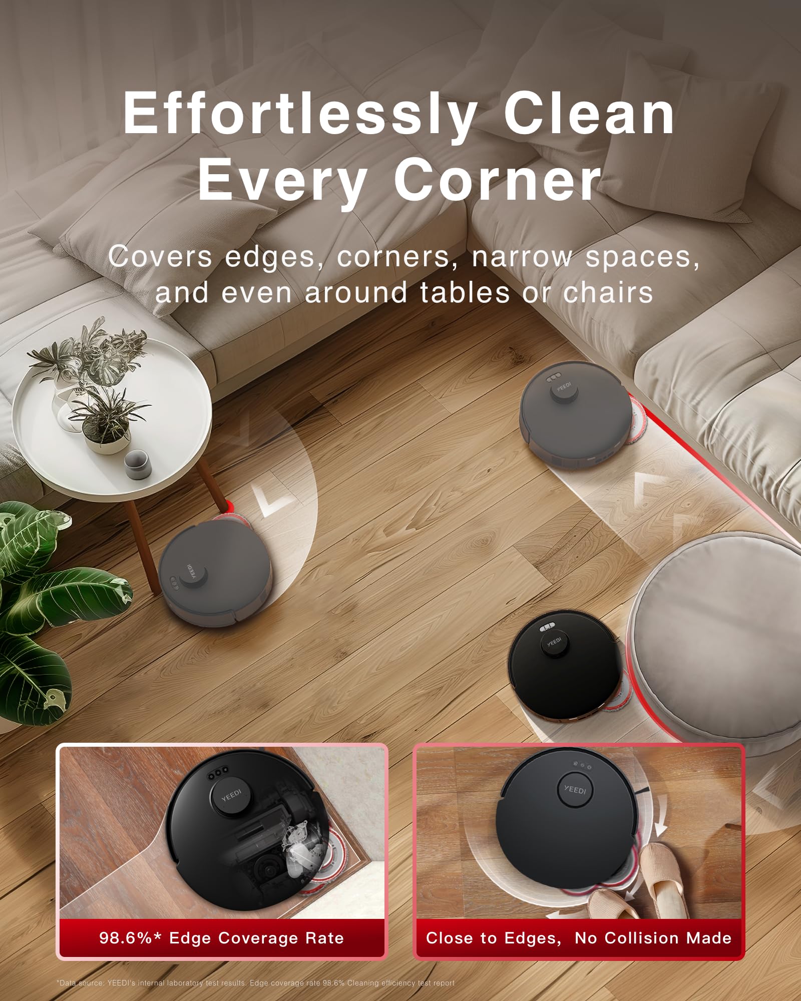 Yeedi M12 PRO+ Robot Vacuum and Mop - 11000Pa Suction, ZeroTangle, TruEdge Mopping, Auto Mop Wash, Black