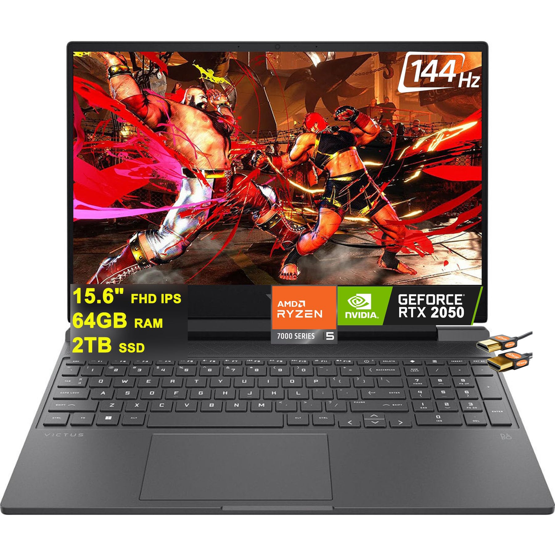 Hp Victus 15 Gaming Laptop 15.6'' Fhd Ips 144Hz Amd Hexa-Core Ryzen 5 7535Hs Processor (Beats I7-11800H) 64Gb Ram 2Tb Ssd Geforc