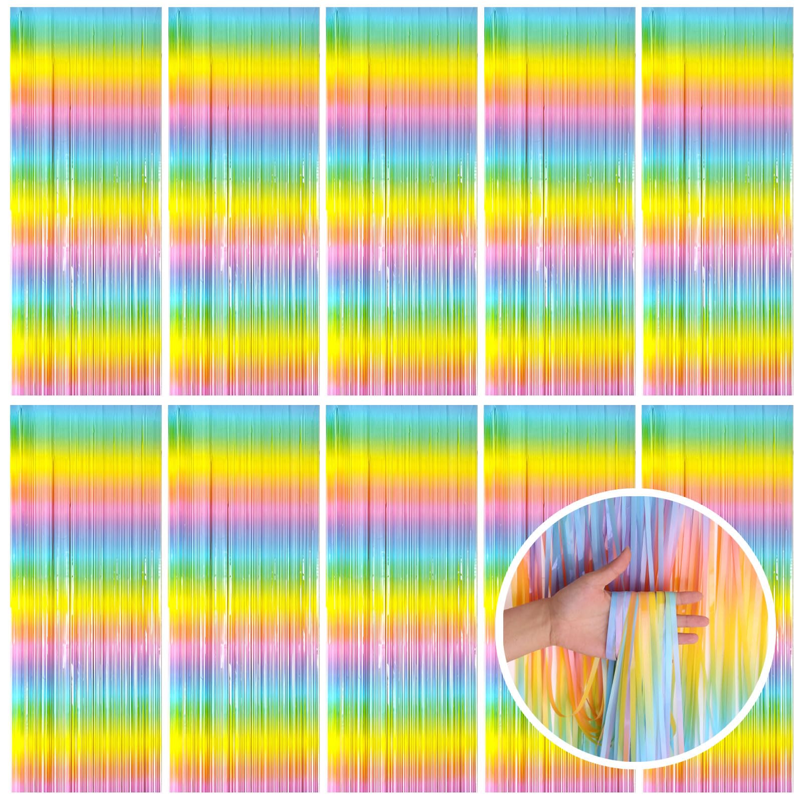 Pastel Rainbow Foil Fringe Curtain Streamers Party Backdrop Foil Fringe Backdrop Curtains Tinsel Streamers For Birthday Party De