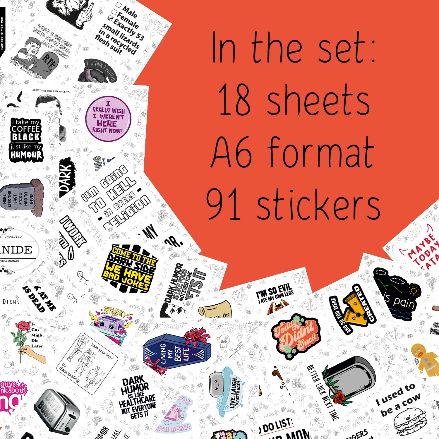 100Pcs Dark Humor Stickers For Water Bottle And Laptop   Dark Humor Party Favors & Decorations, Waterproof Vinyl Decals, Funny A