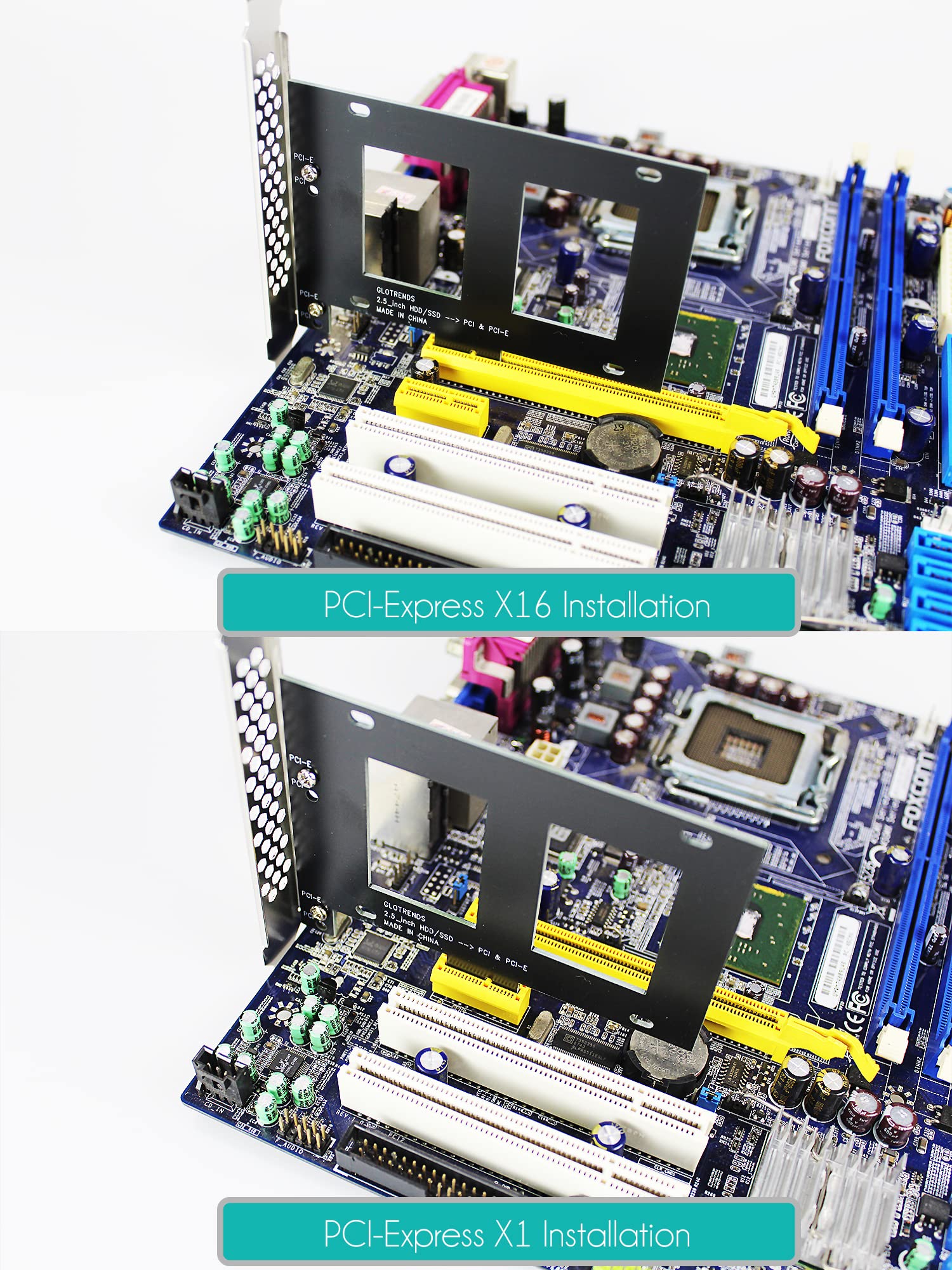 Glotrends 2.5 Inch Ssd Mounting Bracket With Sata Iii Cable And Ssd Screws, Pcie Or Pci Slot Installation