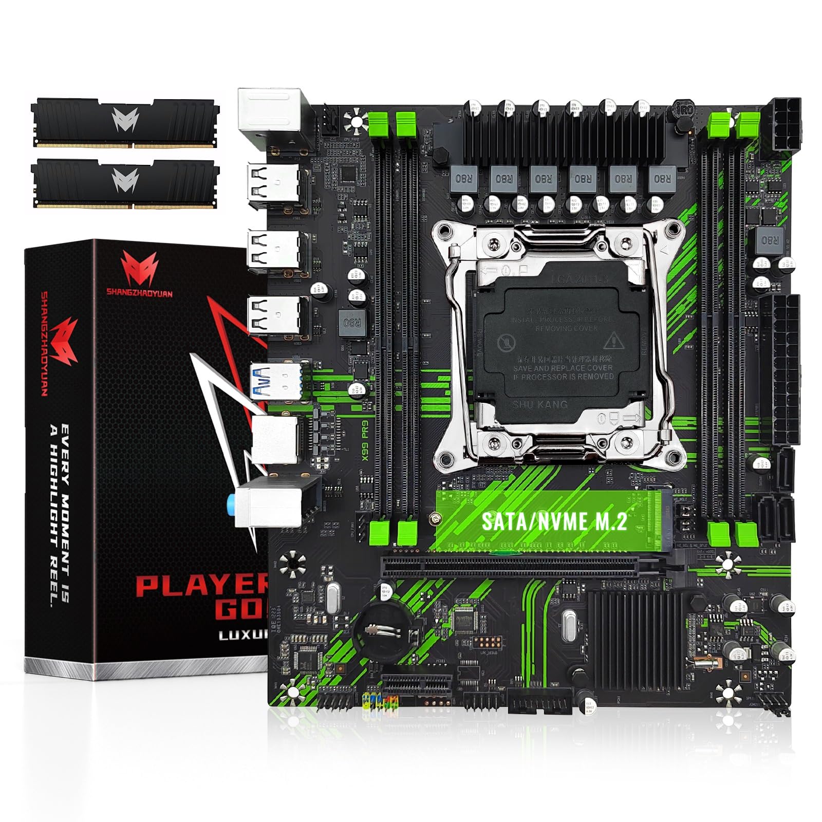 Shangzhaoyuan X99 Pr9 Motherboard And 16Gb*2 Ddr4 Ram 2133Mhz, Lga 2011 3 Motherboard For Intel Xeon E5 V3 V4 Processor (Pcie 3.