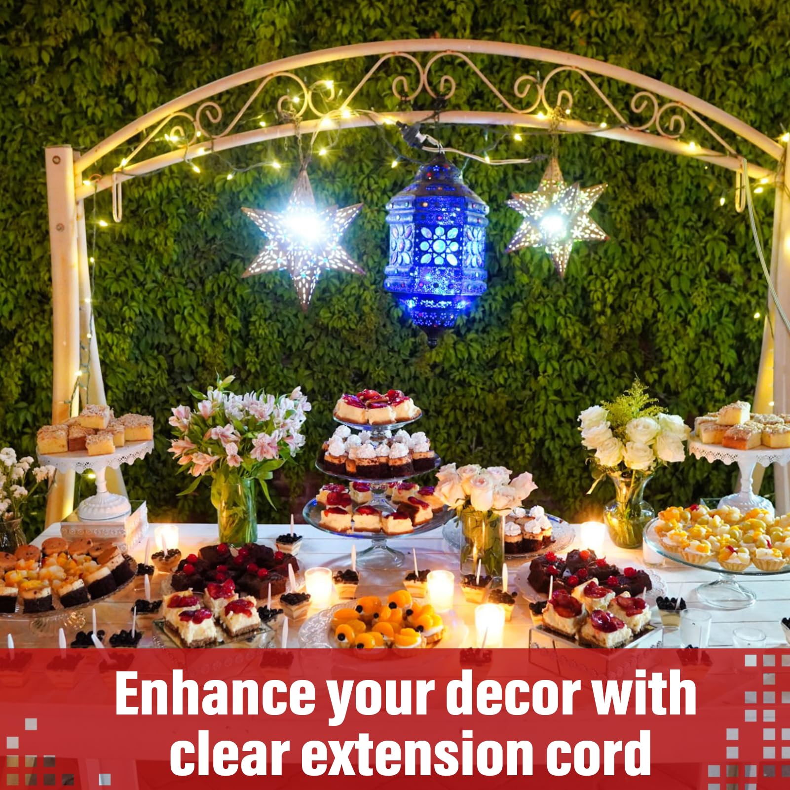 Clear Extension Cord   6 Ft Male To Female Invisible Indoor 2 Prong Power Cable, Thin For Christmas Tree Lighting, Ul Certified,