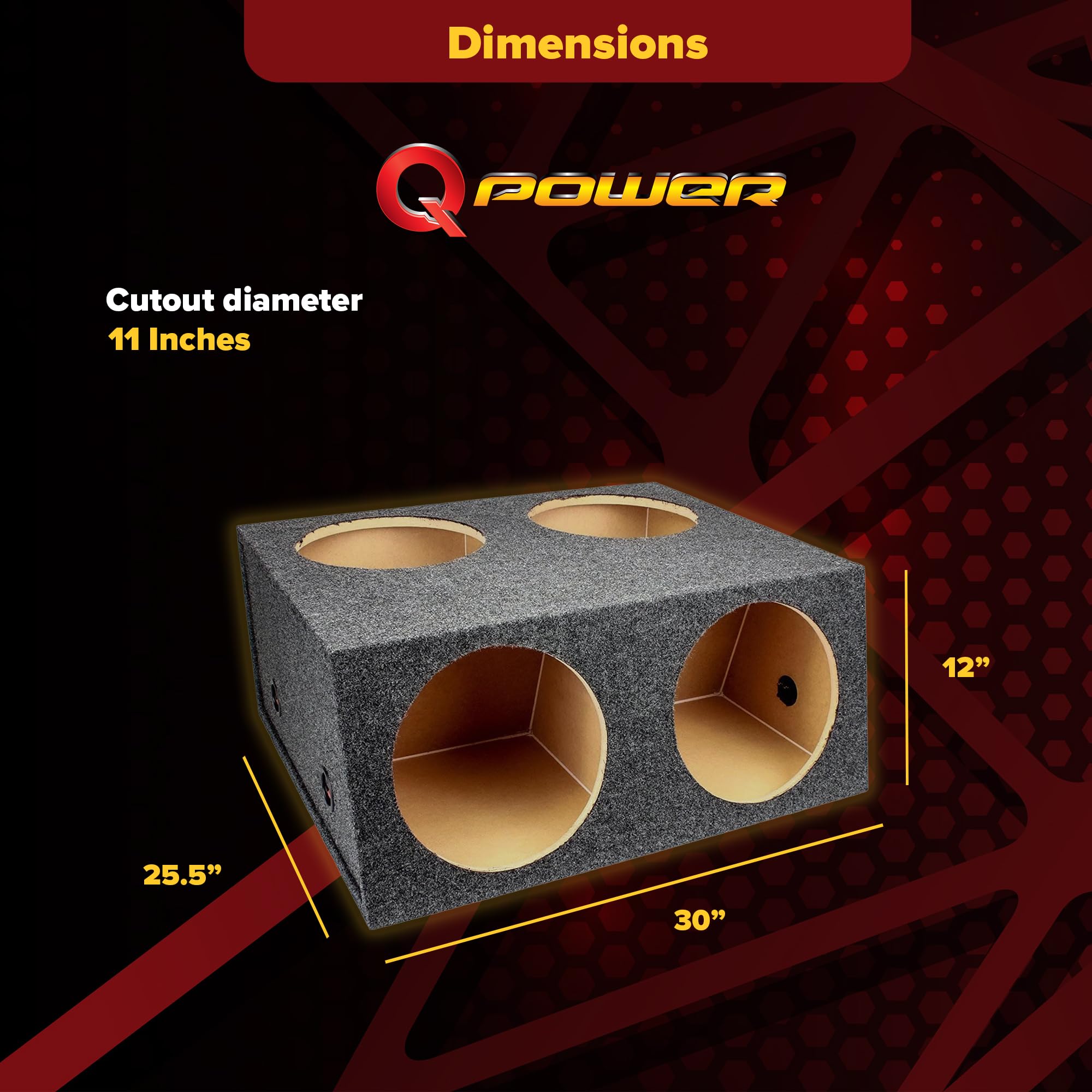 Qpower Quad Easy Set 4 Hole 12 Inch Sealed Divided Speaker Box Subwoofer Enclosure Mdf Construction Carpeted Car Audio Universal