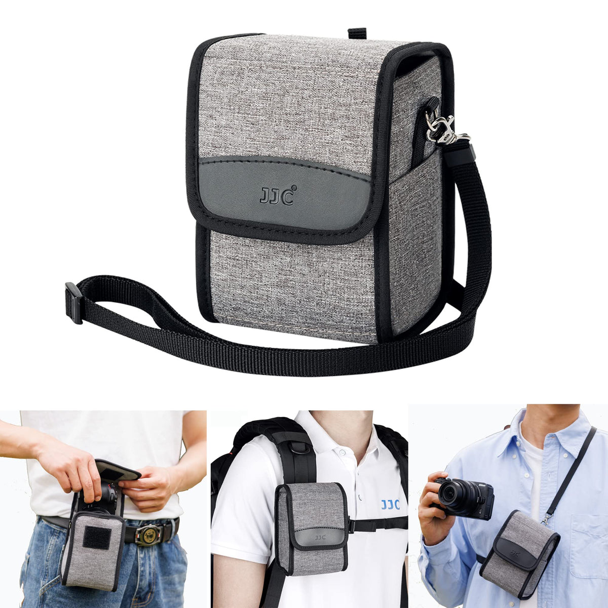 JJC Portable Travel Camera Case Pouch Crossbody Bag with Strap for Fuji Fujifilm X100VI X100V X100F, Ricoh GR IIIx HDF GR III GRIII GR3,Sony A6700 A6600 A6000 A6100 A6300 A6400 A7C A7CII & More Camera