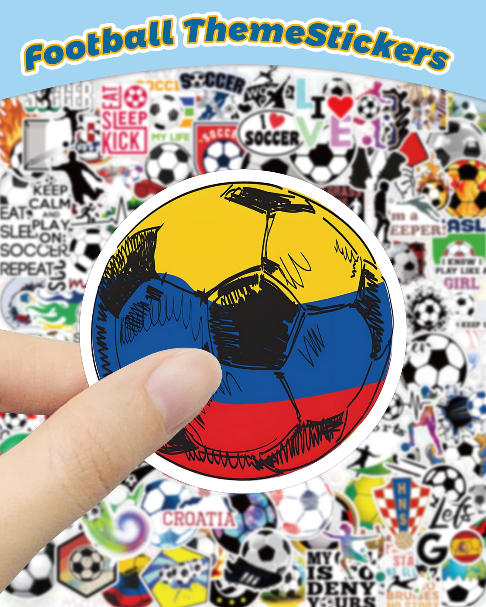 Pcnearty 300 Pcs Soccer Stickers For Kids, Water Bottle Stickers, Cute Vinyl Waterproof Hydroflask Phone Skateboard Laptop Stick