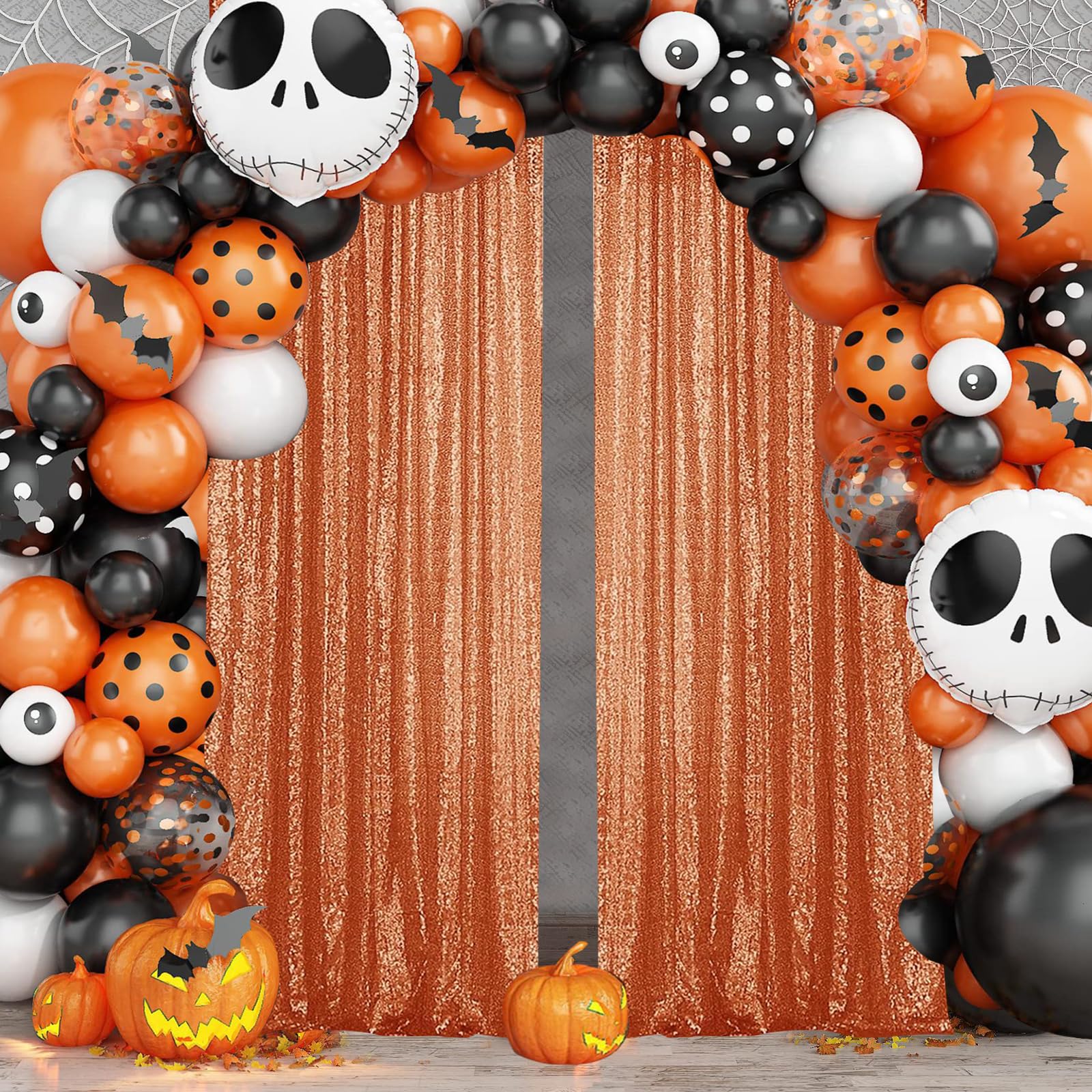 Sugargirl Orange Sequin Backdrop Curtain 4 Panels 2Ftx8Ft Glitter Orange Background Drapes Sparkle Photography Backdrop For Part