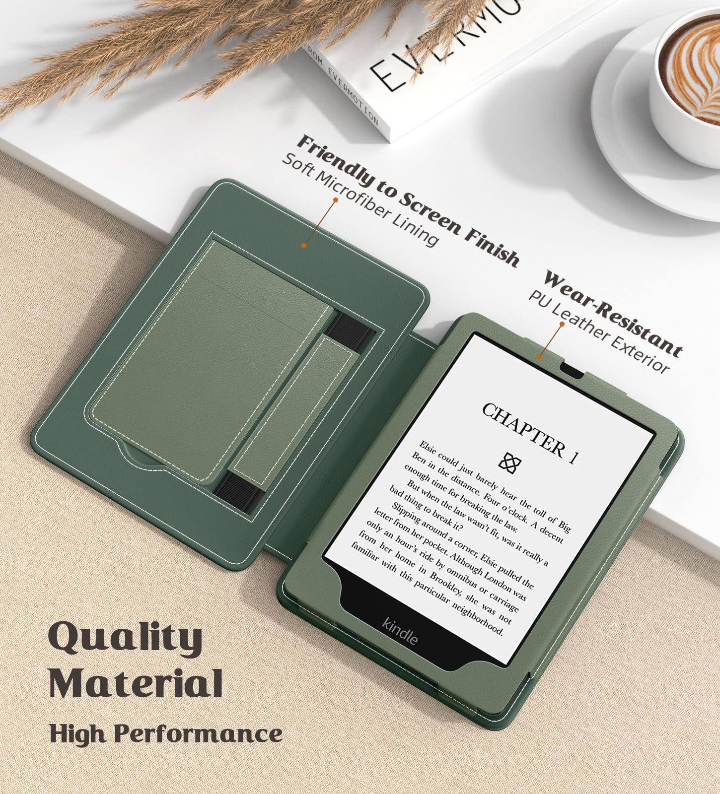 MoKo Case for 7'/6.8' Kindle Paperwhite(12th/11th Generation 2024/2021) and Kindle Colorsoft Signature Edition, Slim PU Shell Cover Case with Auto Wake/Sleep for Kindle Paperwhite 2024, Celadon