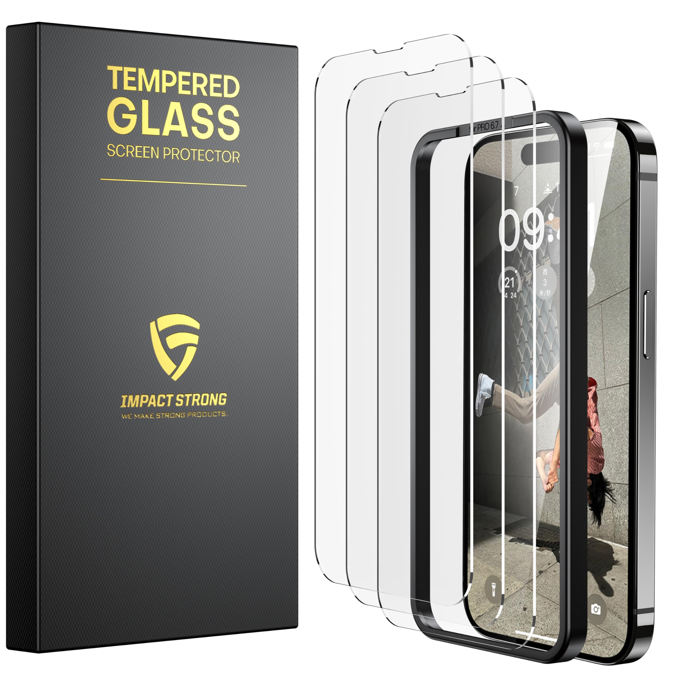 Impactstrong Shatterproof Tempered Glass Screen Protector For Iphone 14 Pro Max [Easy Installation Frame] [Bubble Free] [9H Hard