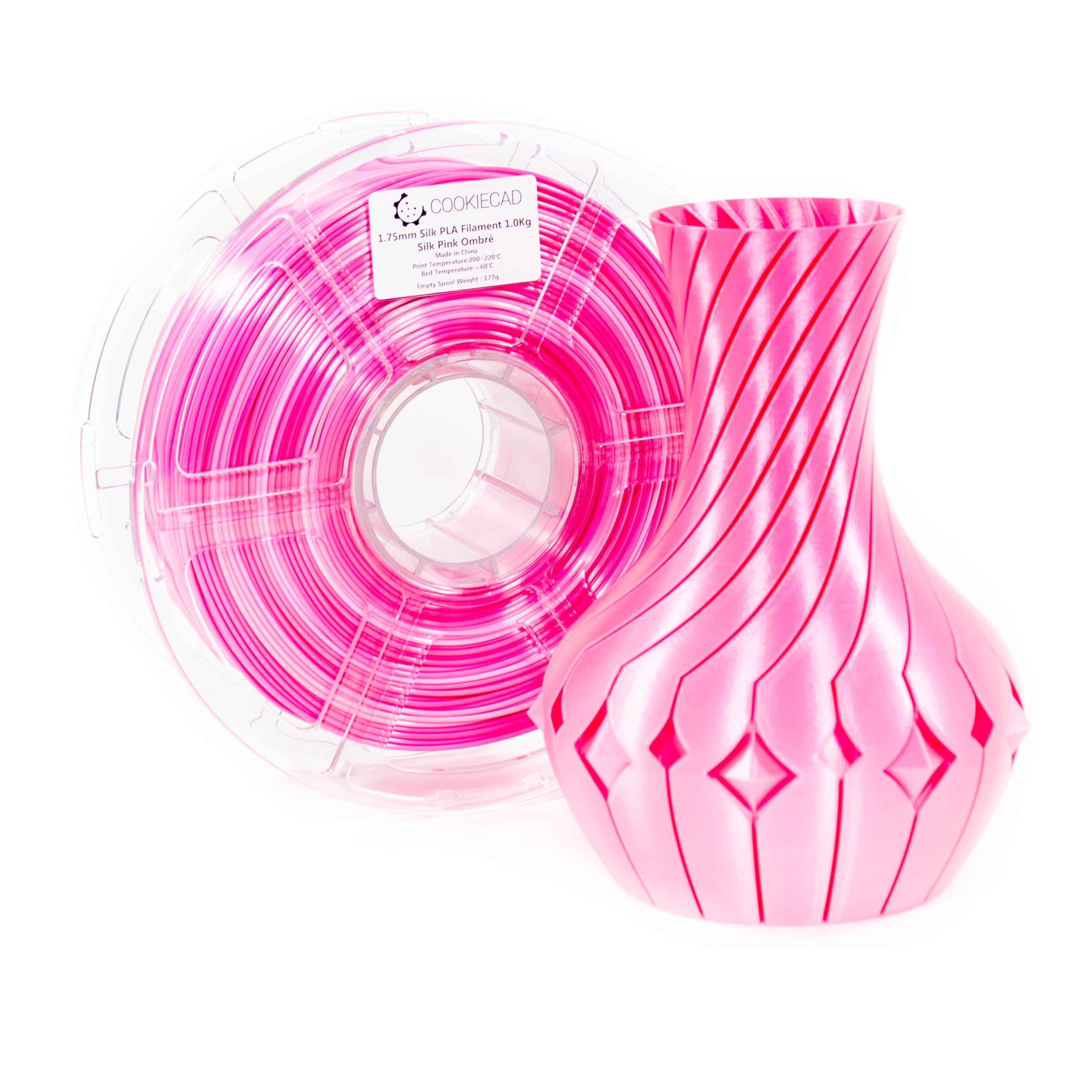 Cookiecad Silk Pla Filament 1.75Mm 1Kg Rainbow Multicolor 3D Printer Filament   Pink Ombre Silk Pla