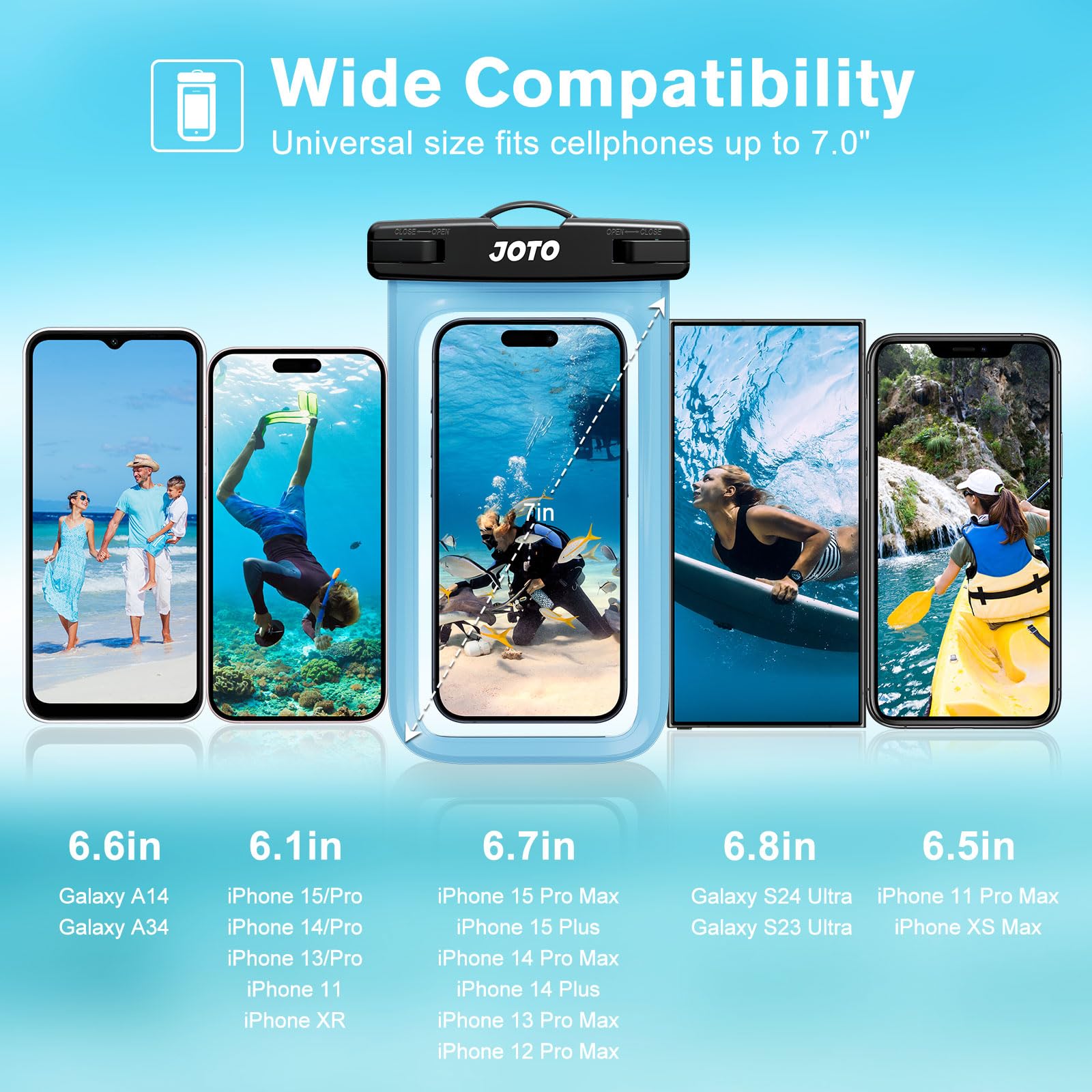 Joto Universal Waterproof Pouch Case For Iphone 16 15 14 13 Plus Pro Max, Ipx8 Cellphone Dry Bag 12 11 Pro Max Xr X 8 7 6S Plus