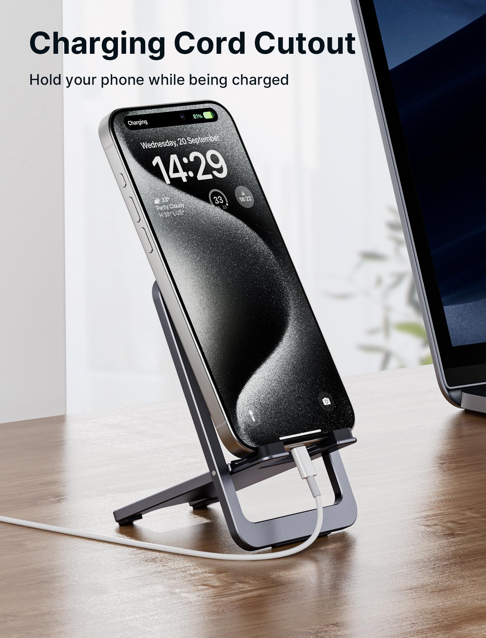 Jsaux Cell Phone Stand, Foldable Aluminum Adjustable Phone Holder For Desk Portable Travel Essentials Office Accessories For Iph