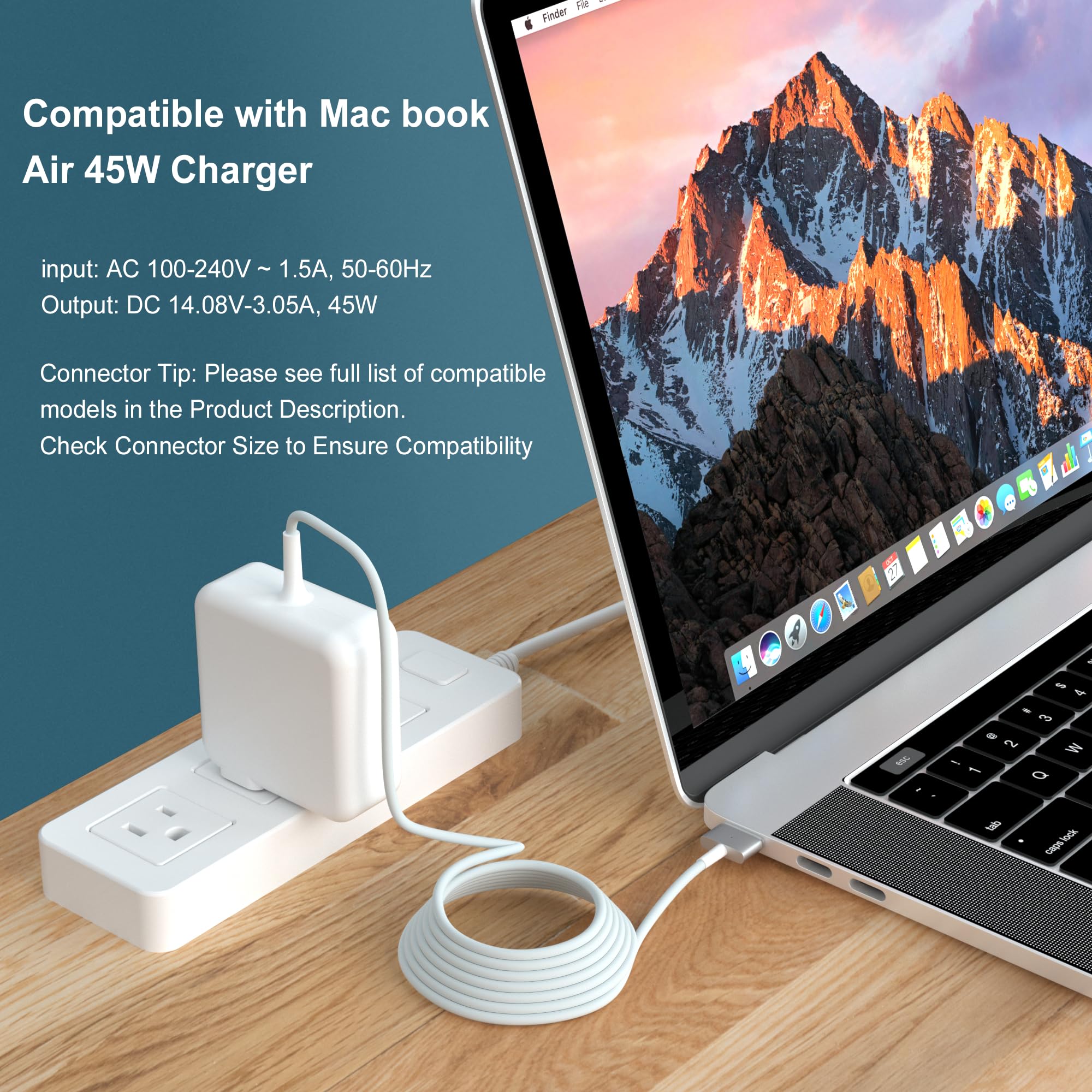 Mac Book Air Charger Replacement, Replacement For Mac Book Air 45W T Tip Shape Connector Power Adapter, Laptop Charger For Mac B