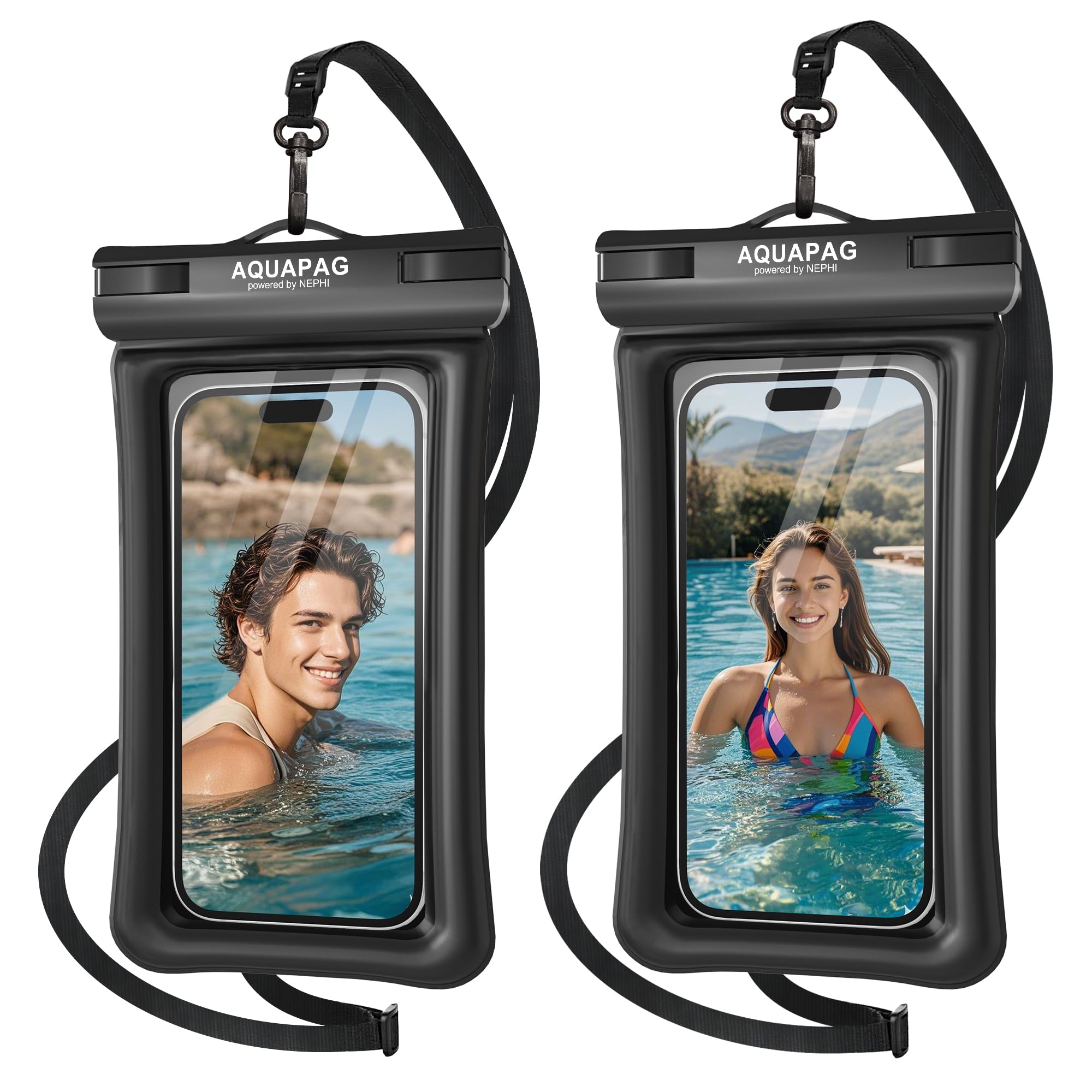NEPHI IPX8 Floating Waterproof Phone Pouch 2 Pack-Up to 8.0,Floating Phone Case for iPhone Andriod, Dry Bags for Vacation Beach 