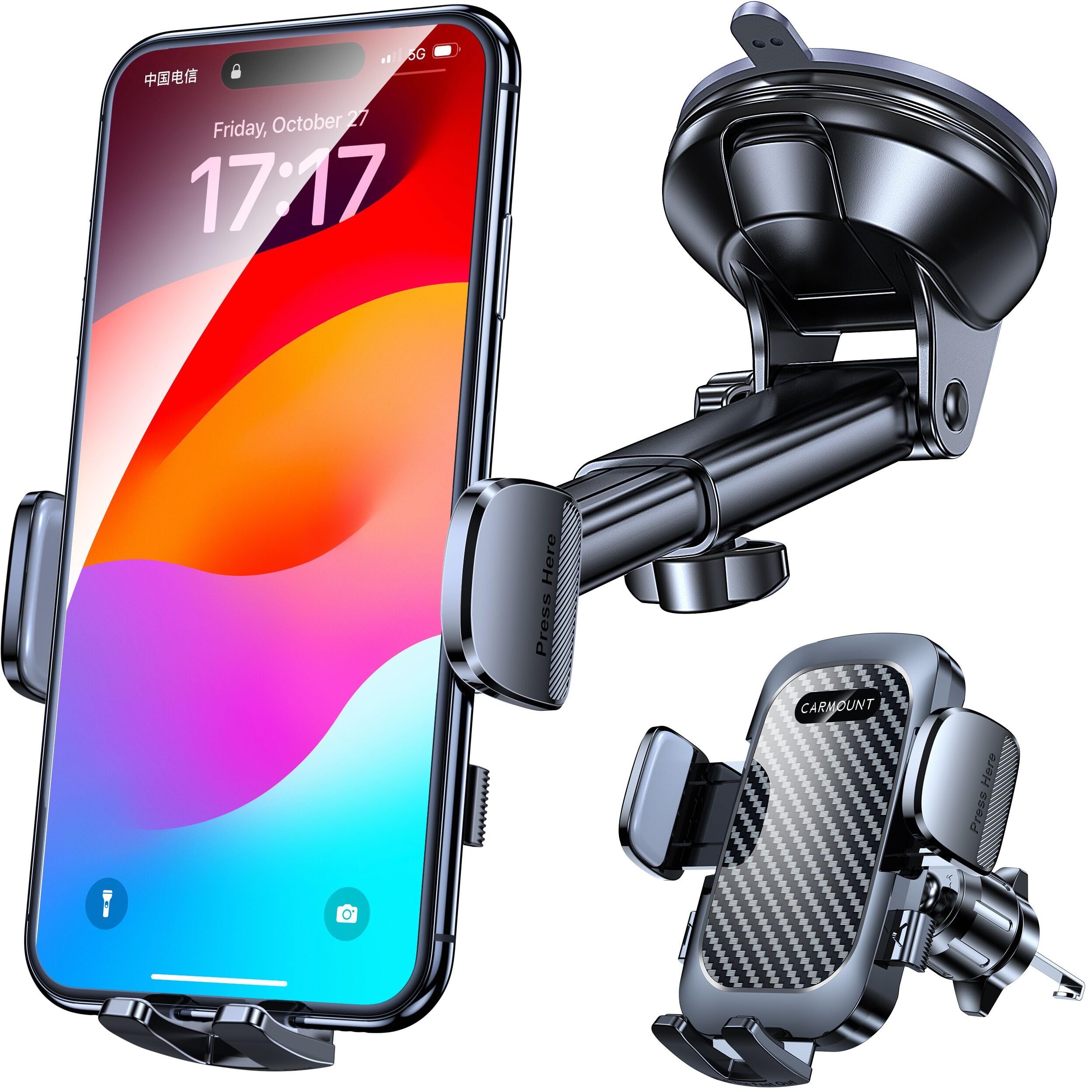 Phone Holders For Your Car Mount?Powerful Suction?Car Phone Holder Mount For Truck Stand Dashboard Cell Phone Holder For Car?360