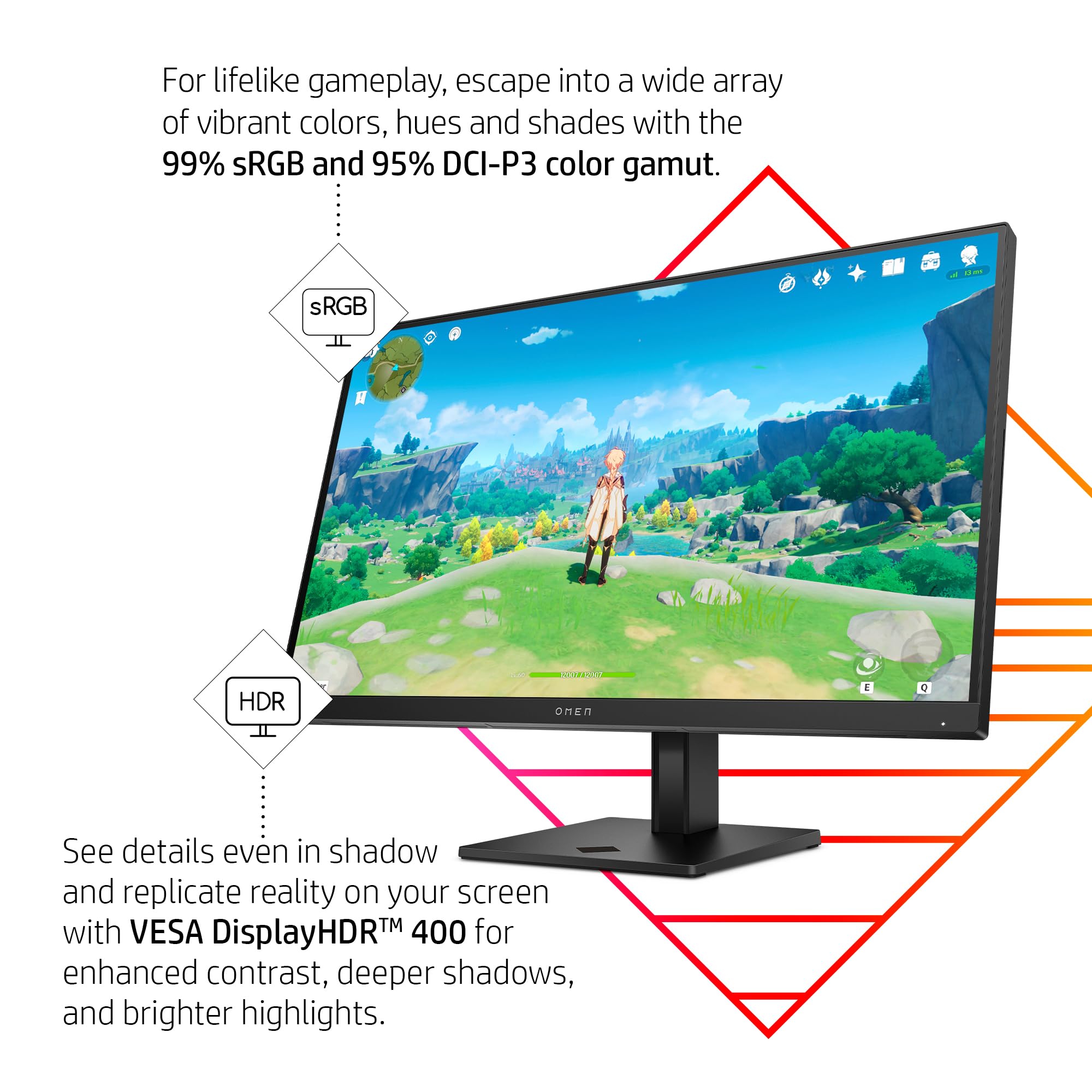 Hp Omen 27S Fhd 240Hz Gaming Monitor, Full Hd Display (1920 X 1080), Ips Panel, 99% Srgb, 95% Dci P3, 16:9, Omen Gaming Hub, 27S
