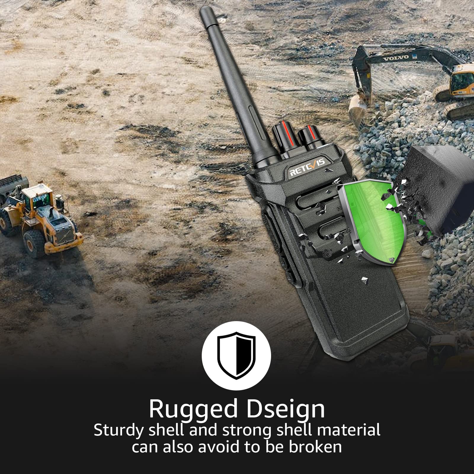 Retevis Rt48 Ip67 Waterproof Walkie Talkies For Adults, 2 Way Radio With 6 Way Charger, Heavy Duty Two Way Radio,Vox,Sos Alarm,1200Mah Battery, For Construction Manufacturing Hotel School(6 Pack)