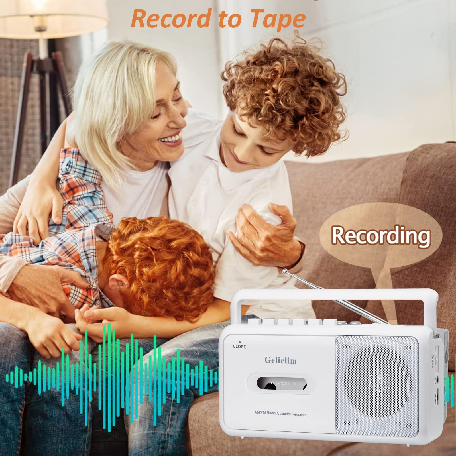 Gelielim Cassette Player Boombox, Portable Am/Fm Radio Stereo, Cassette Tape Player Recorder With Big Speaker And Earphone Jack,
