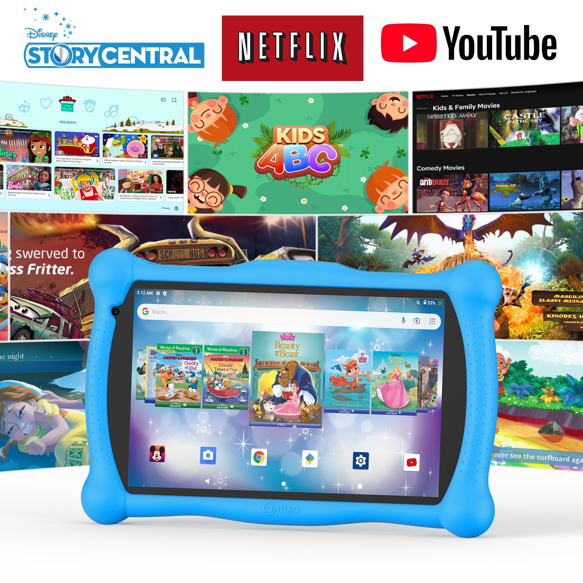 Contixo Kids Tablet V10, 7 Inch Hd For Ages 3 7   Toddler Tablet With Camera, Parental Control, 32Gb Storage, Wifi, 50+ Disney S