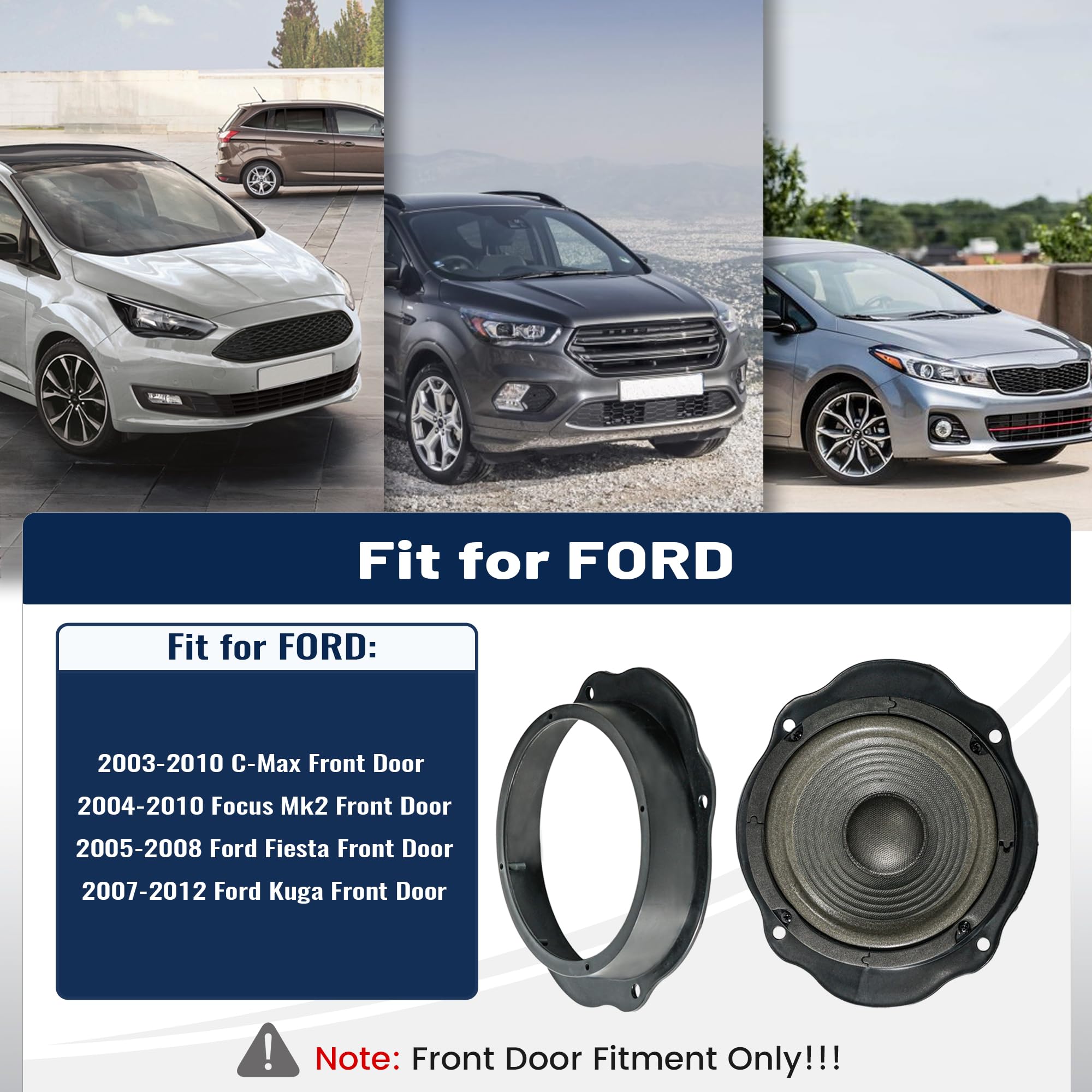 Nuith 6.5''/6.75'' Car Front Door Speaker Adapter Bracket For Ford Focus 04 10/Fiesta 05 08/ Kuga 07 12/C Max 2003 2010 Mount Af