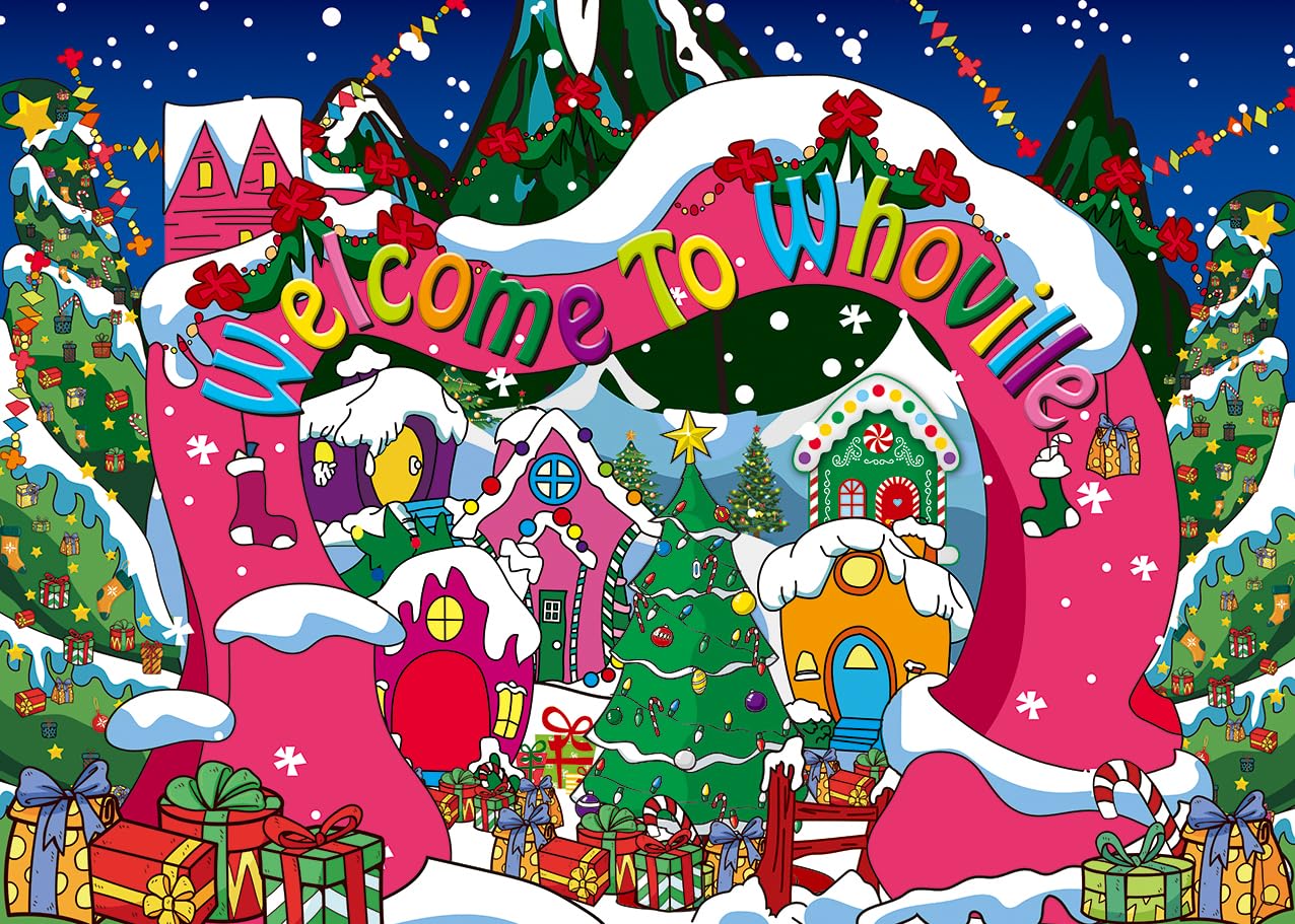Welcome To Whoville Backdrop 10X8Ft Winter Christmas Village Photography Background For Kids First Birthday Baby Shower Happy Ne