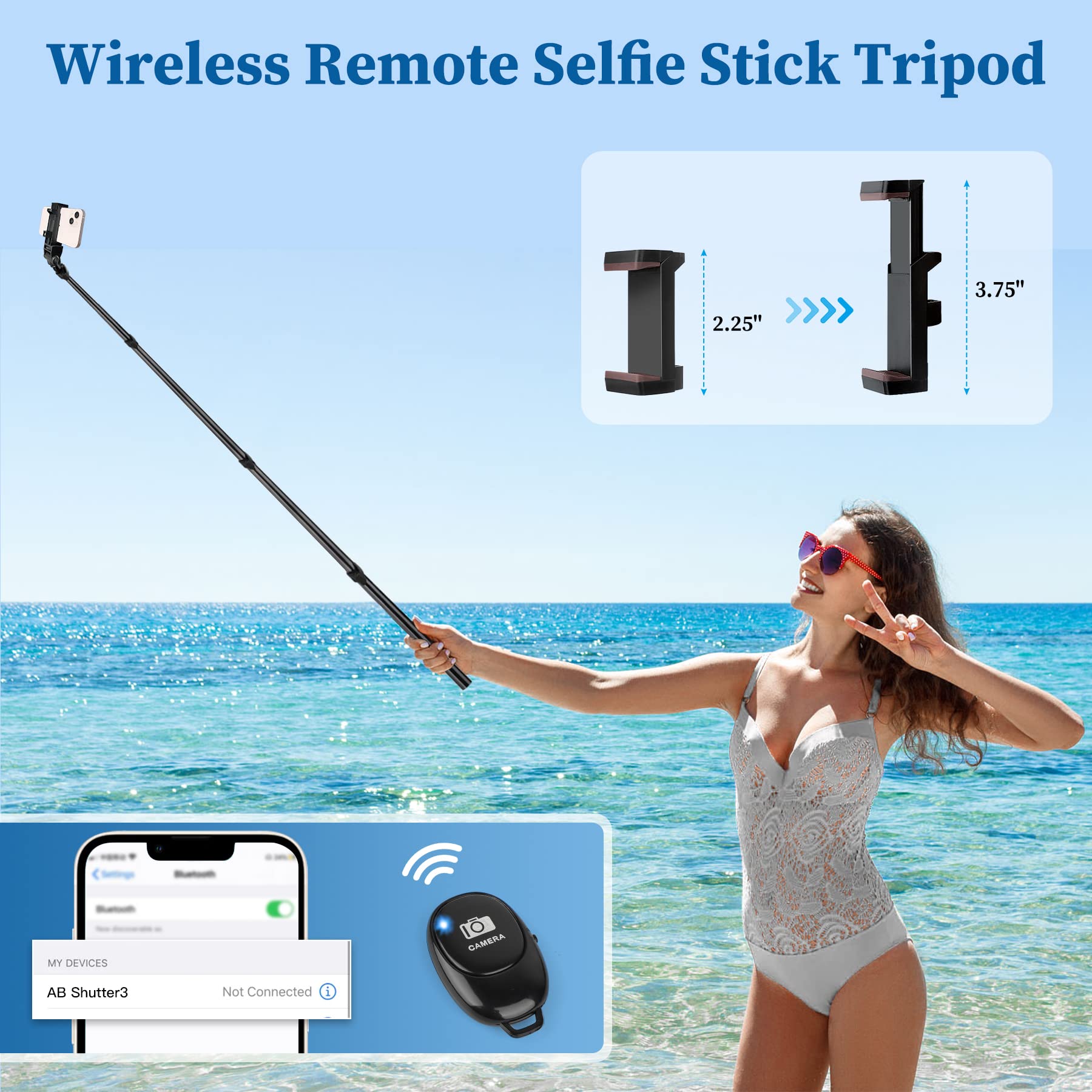 Nineigh Phone Tripod, 70' Selfie Stick Tripod Stand Cell Phone Tripods With Remote Phone Holder Carry Bag, Aluminum Alloy Selfie Stick Tripods, Compatible With Iphone Samsung Gopro Smartphone
