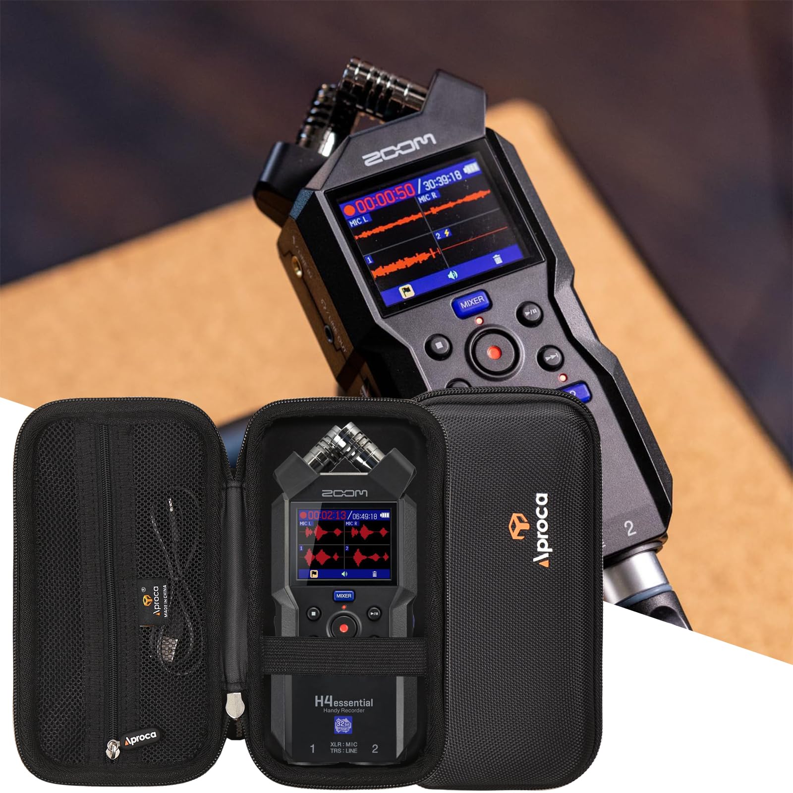 Aproca Portable Hard Storage Case For Zoom H4Essential 4-Track Handy Recorder And Accessories