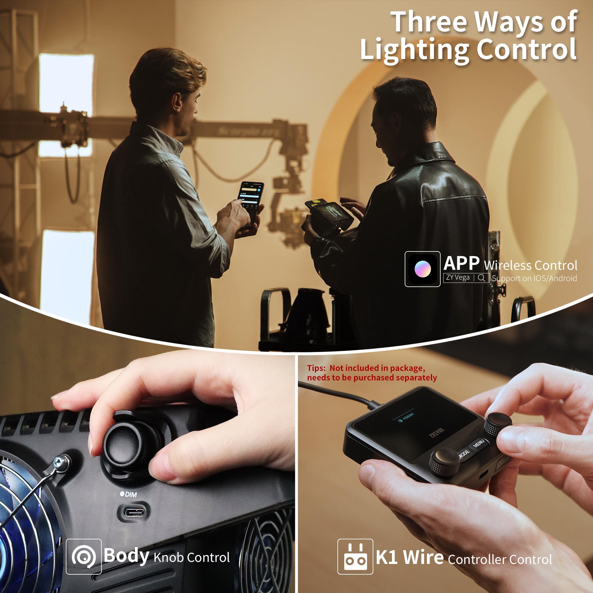 Zhiyun Molus B300 300W Cob Led Video Light 2700K 6500K Cri 95+ Tlci 97+ 63200 Lux/1M App Control 13 Scene Effects Bowens Mount S