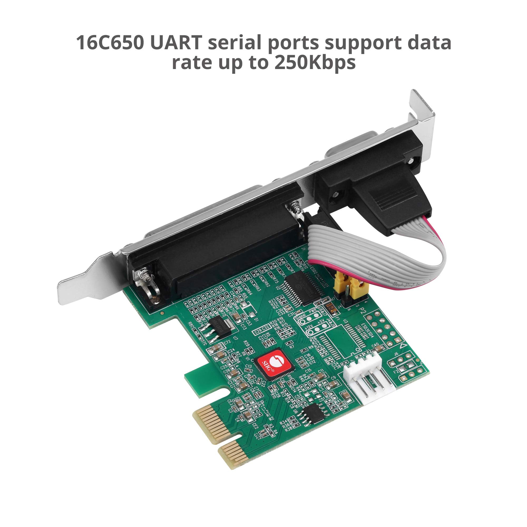 Siig Single Serial Port/Rs-232 And Single Parallel Port Pcie Card Compatible With 16C550 Uart (Jj-E20311-S1)