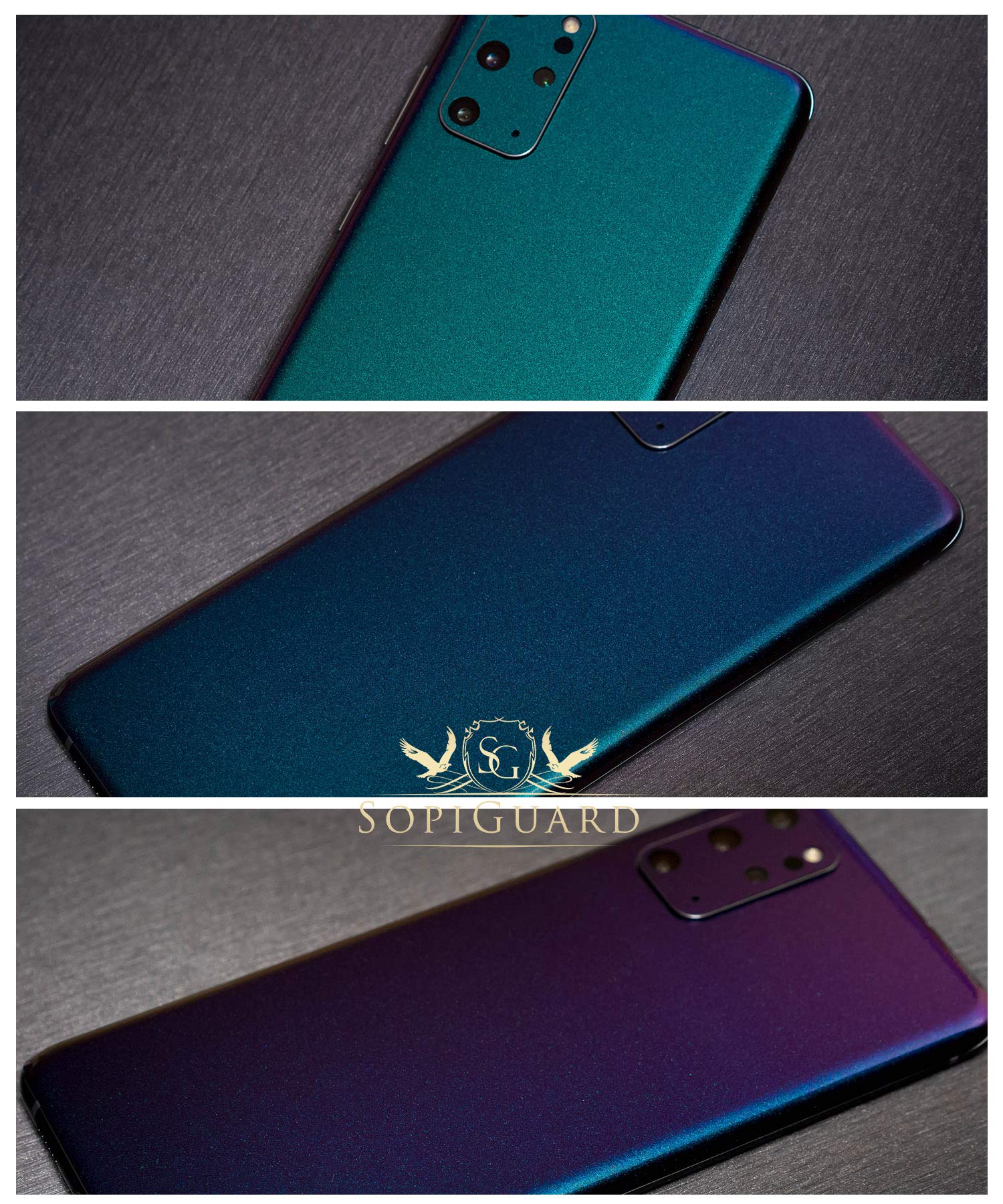 Sopiguard Sticker For Surface Duo Phone Edge To Edge Precision Vinyl Skin Wrap (Gloss Lightning Ridge Green/Purple)