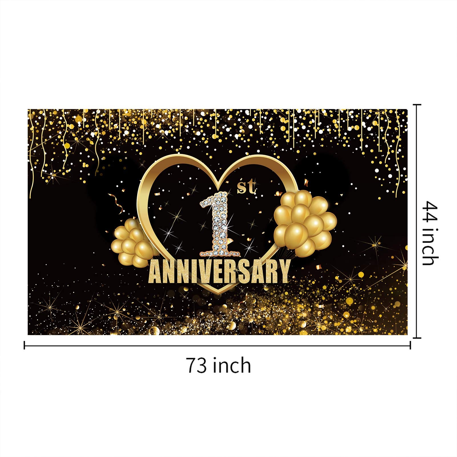 Yoaokiy 1 Year Anniversary Banner Decorations, Extra Large Happy 1St Wedding Anniversary Backdrop Poster Sign Supplies, Gold One