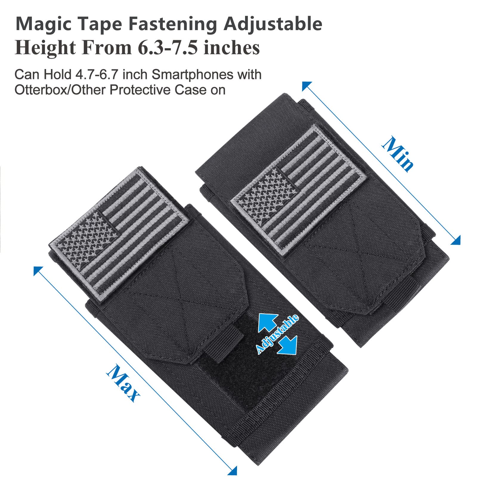 Heyqie Black Tactical Molle Cellphone Pouch Case,Heavy Duty Waterproof Phone Holster Bag For Iphone 11 12 13 Pro Max For Samsung