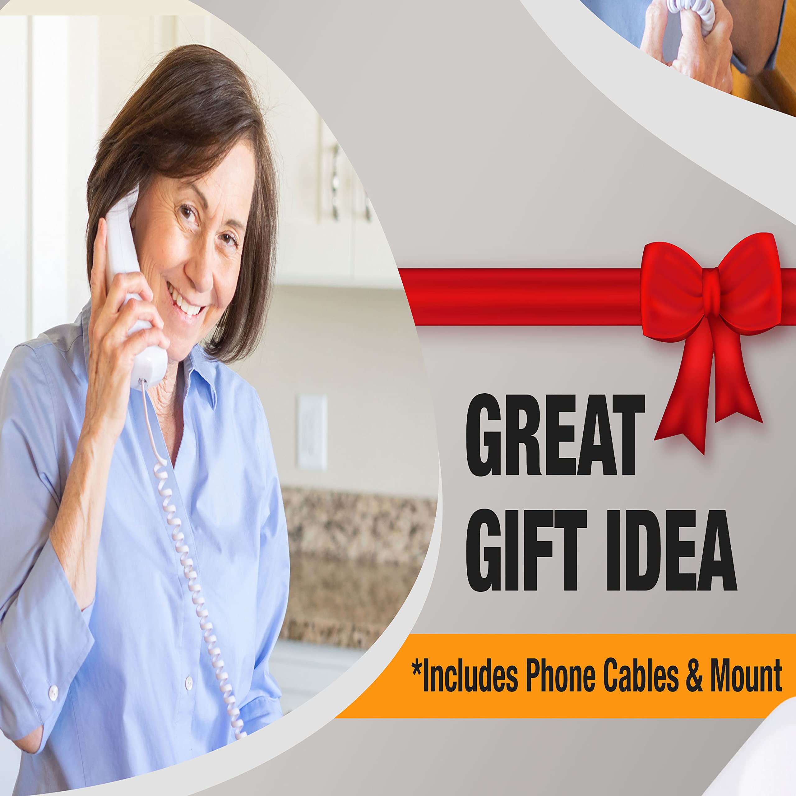 Corded Landline Phone With Big Button Ligthed Keypad, (Choctaw White)