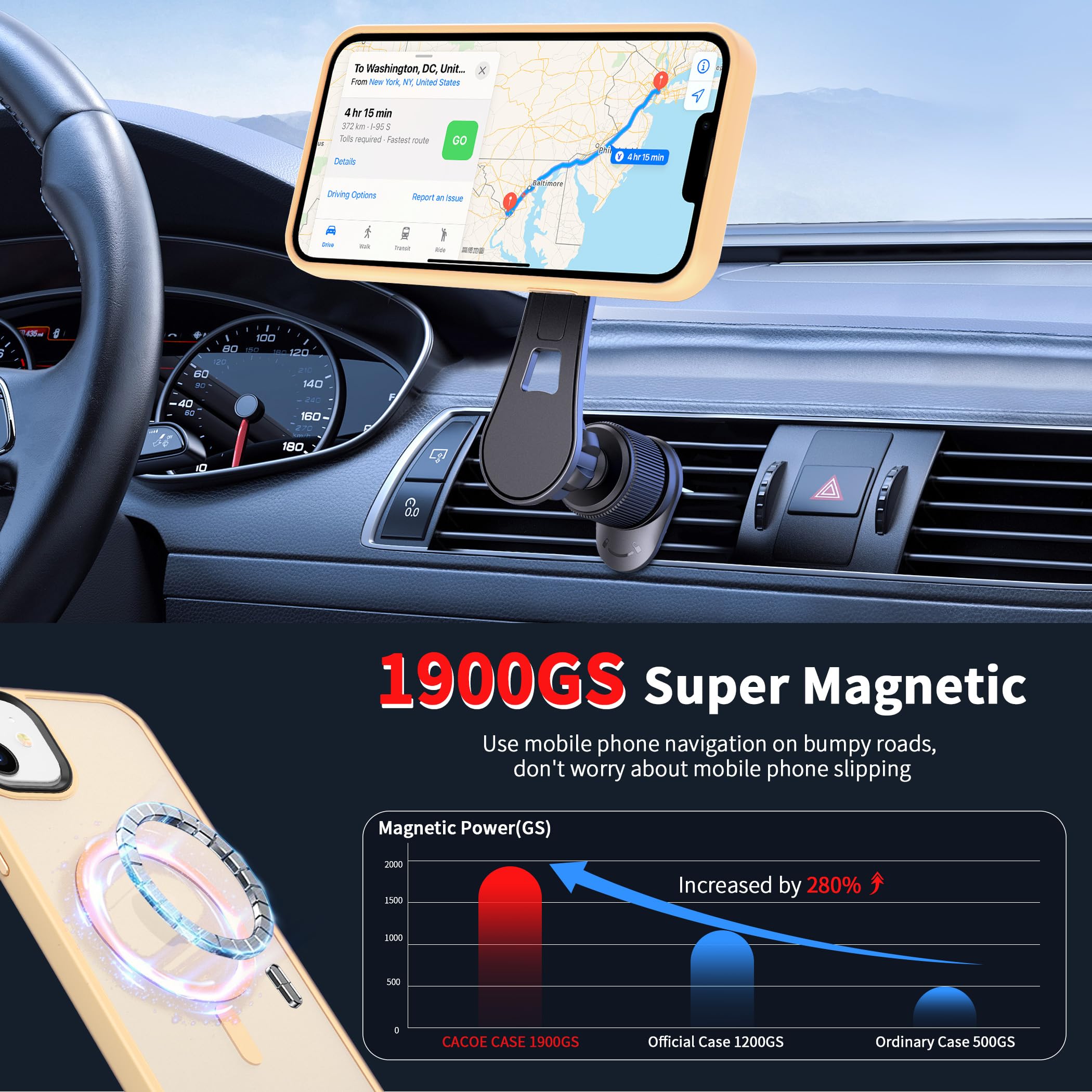 Cacoe Magnetic Case For Iphone 12 & Iphone 12 Pro 2020 6.1 Inch Compatible With Magsafe & Magnetic Car Phone Mount,Anti Fingerpr