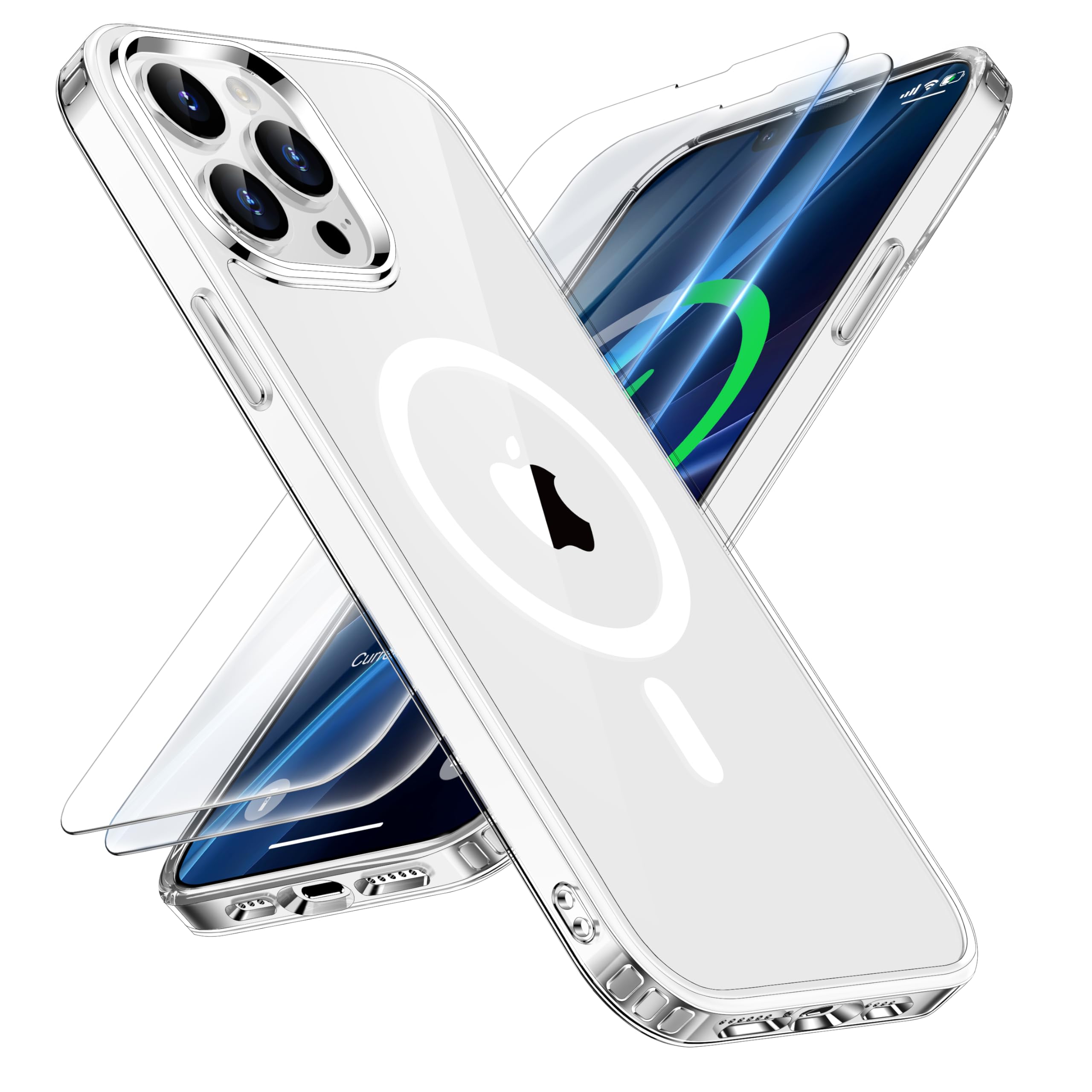 ORETECH Magnetic for iPhone 12 Pro Max Case, [Compatible with MagSafe][2 Pcs Screen Protectors][15 FT Drop Protection] Transpare