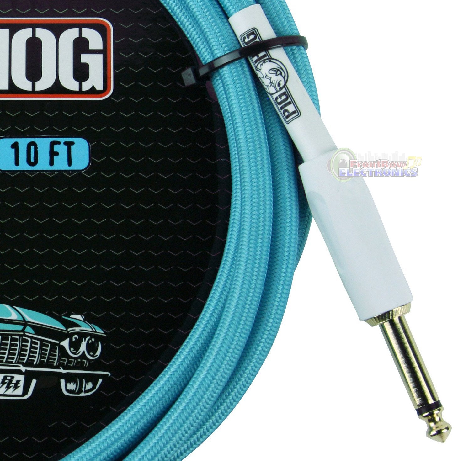 Pig Hog ''Daphne Blue'' Woven Jacket Tour Grade Instrument Cable, 10-foot Right Angle