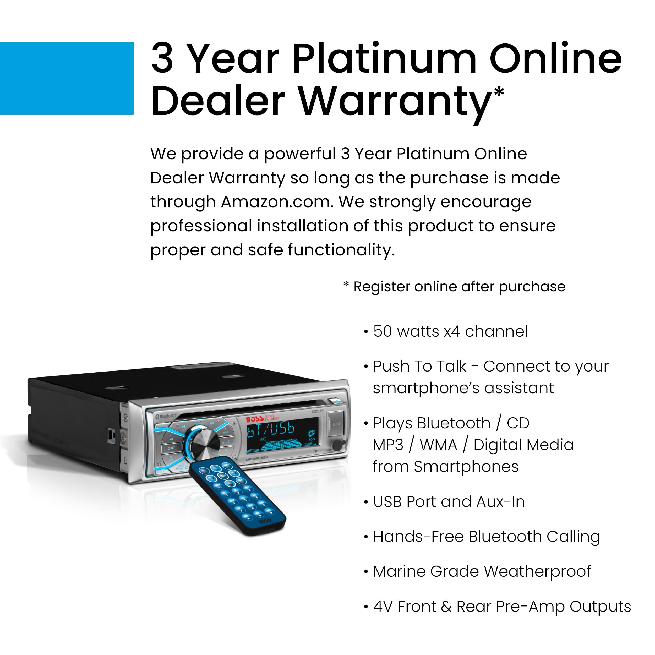 Boss Audio Marine Am/Fm/Cd Receiver With Bluetooth