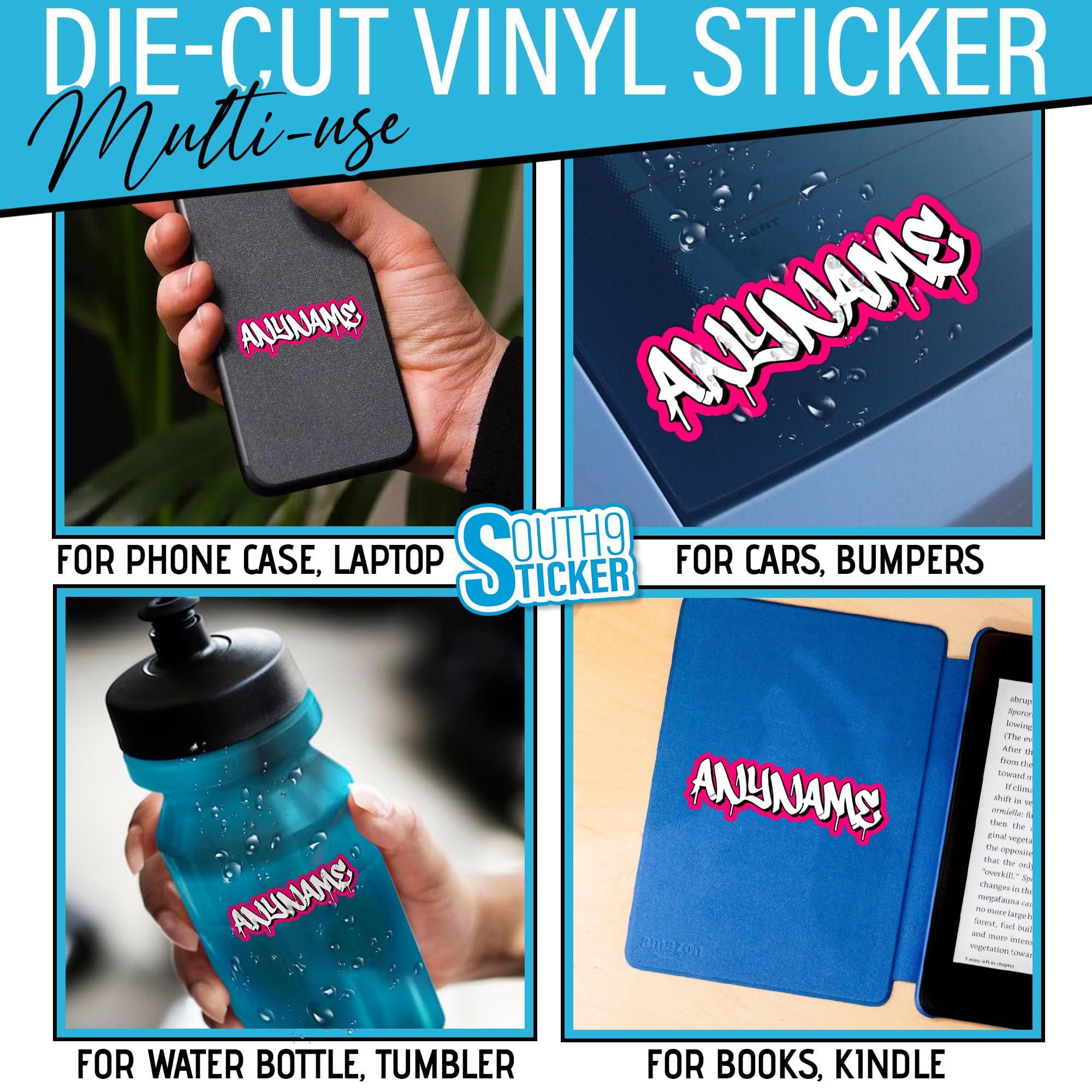 Custom Graffiti Name Sticker Personalized Custom Font Graffiti Name Decal Die Cut Vinyl Stickers For Hard Hat Water Bottle Lapto