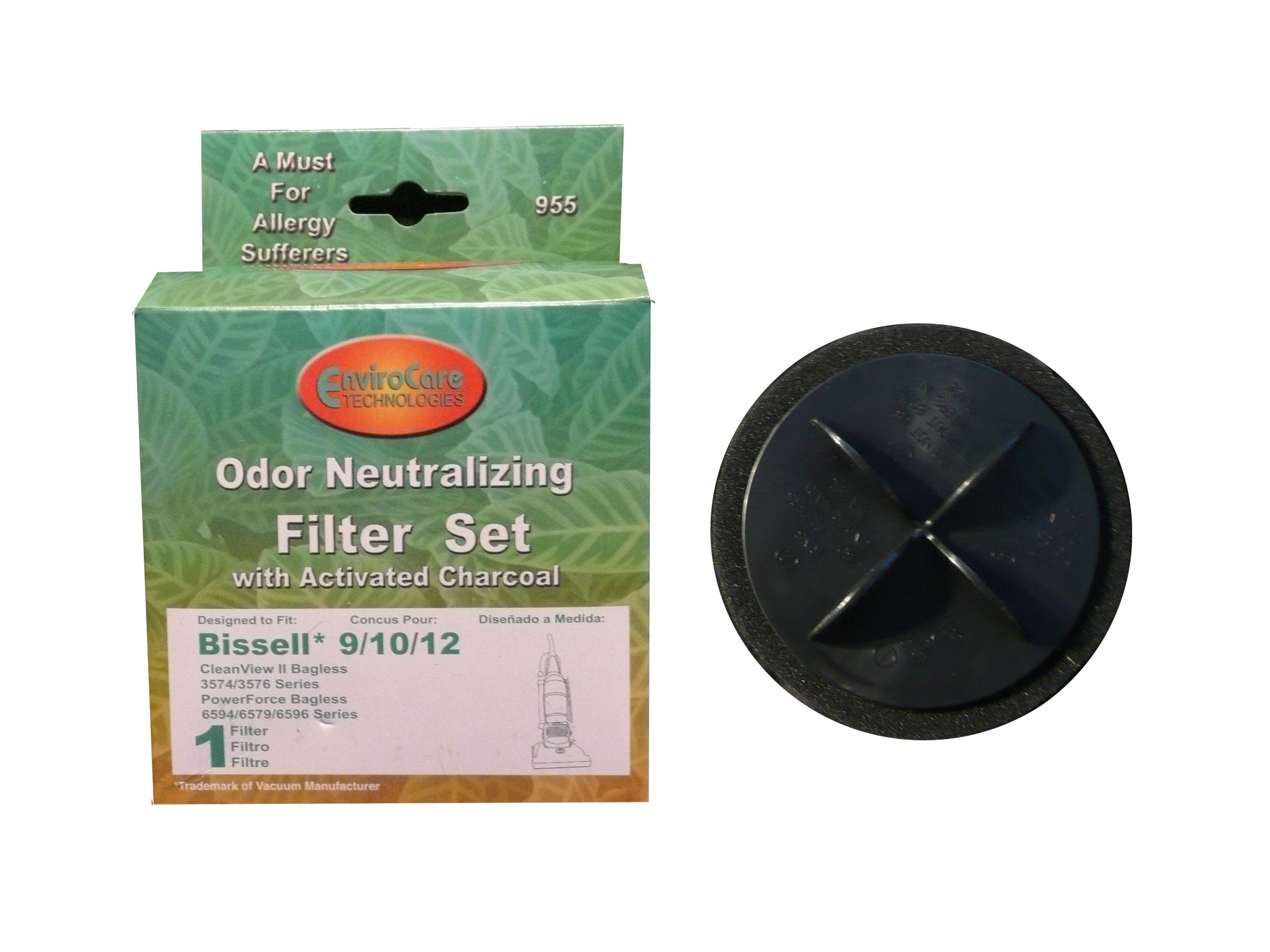 Envirocare Replacement Vacuum Cleaner Filter Set Designed To Fit Bissell Powerforce Bagless, Cleanview Ii Uprights Style 9/10/12